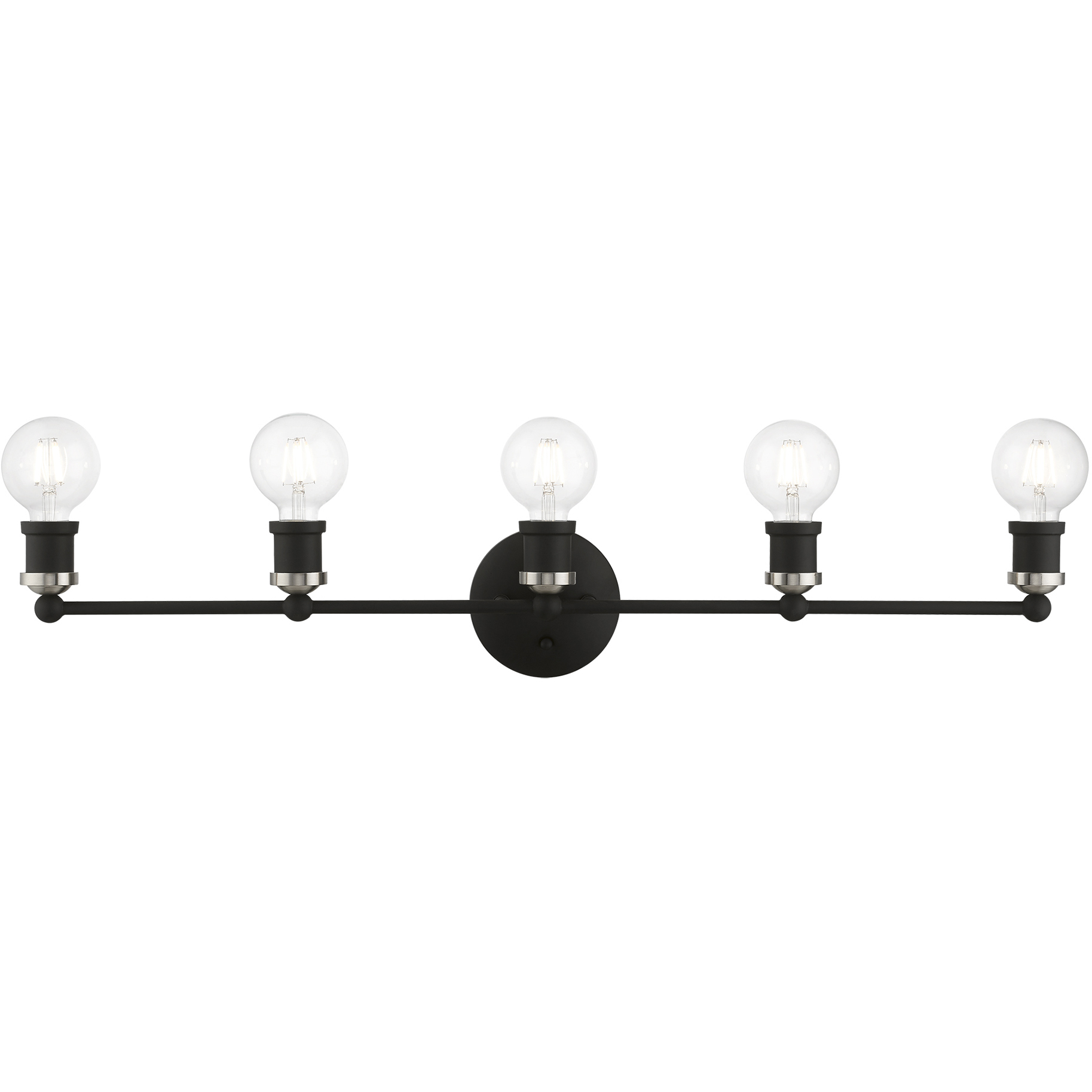 Lansdale 5 Light 33.88 inch Black with Brushed Nickel Accents ADA Large Vanity Sconce Wall Light, Large