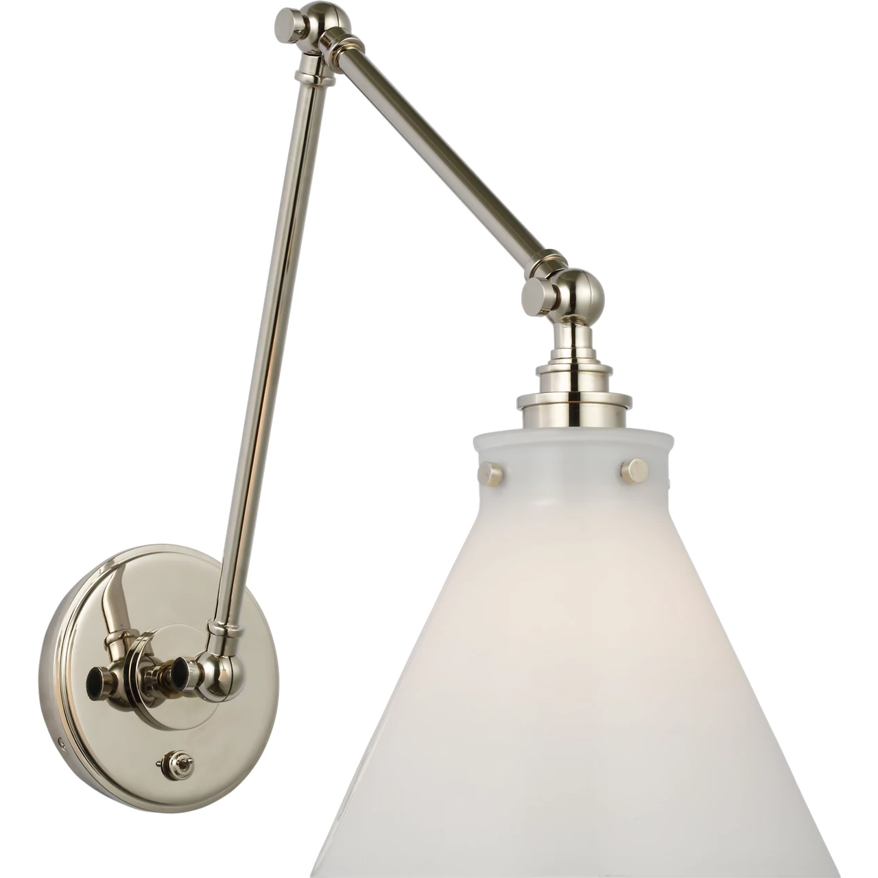 Chapman & Myers Parkington 15.5 inch 15 watt Polished Nickel Double Library Wall Light in White Glass