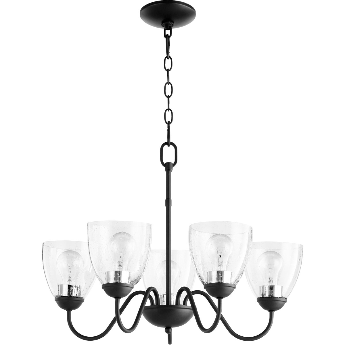Fort Worth 5 Light 22.5 inch Noir Chandelier Ceiling Light, Quorum Home