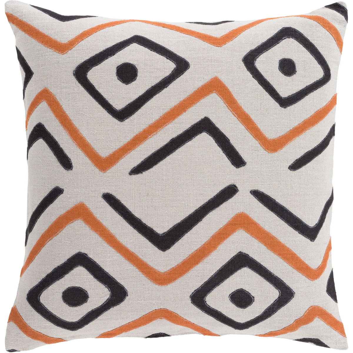 Nairobi 18 X 18 inch Light Gray and Burnt Orange Throw Pillow