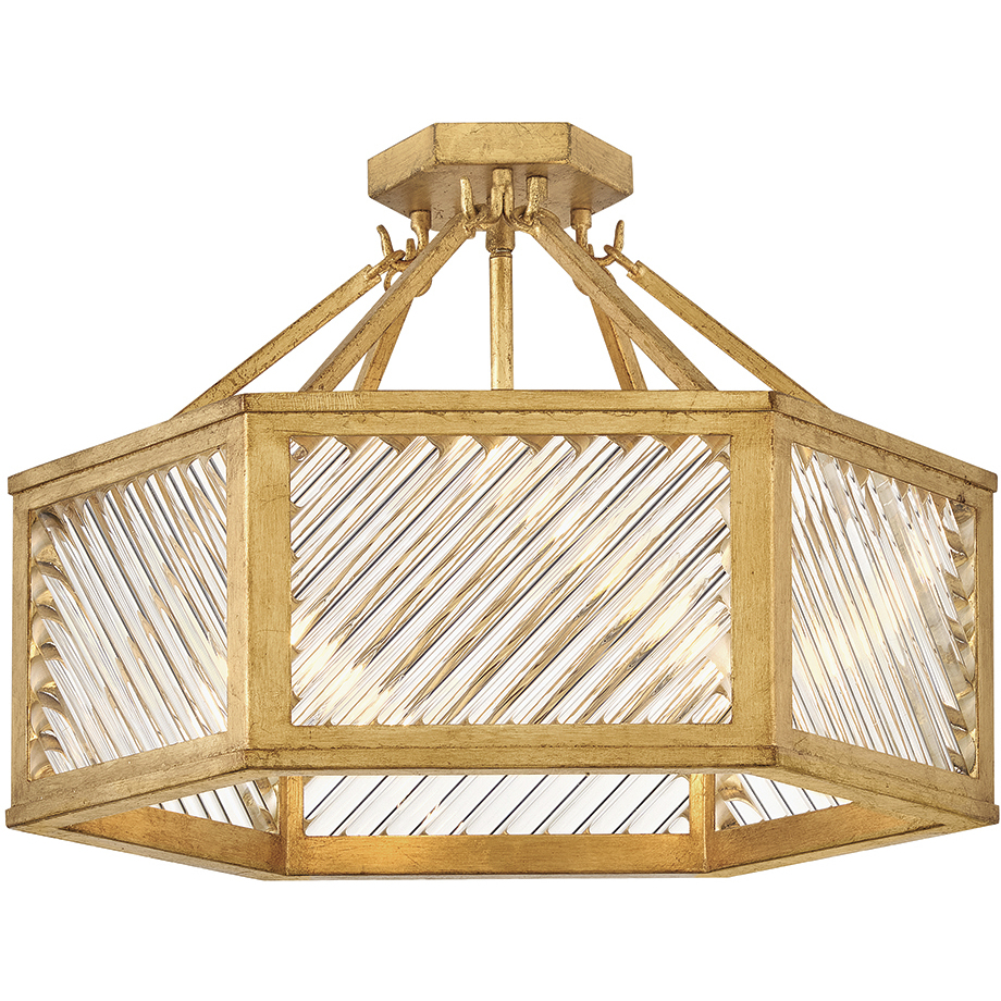 Lisa McDennon Sura 4 Light 19 inch Distressed Brass Semi-flush Mount Ceiling Light