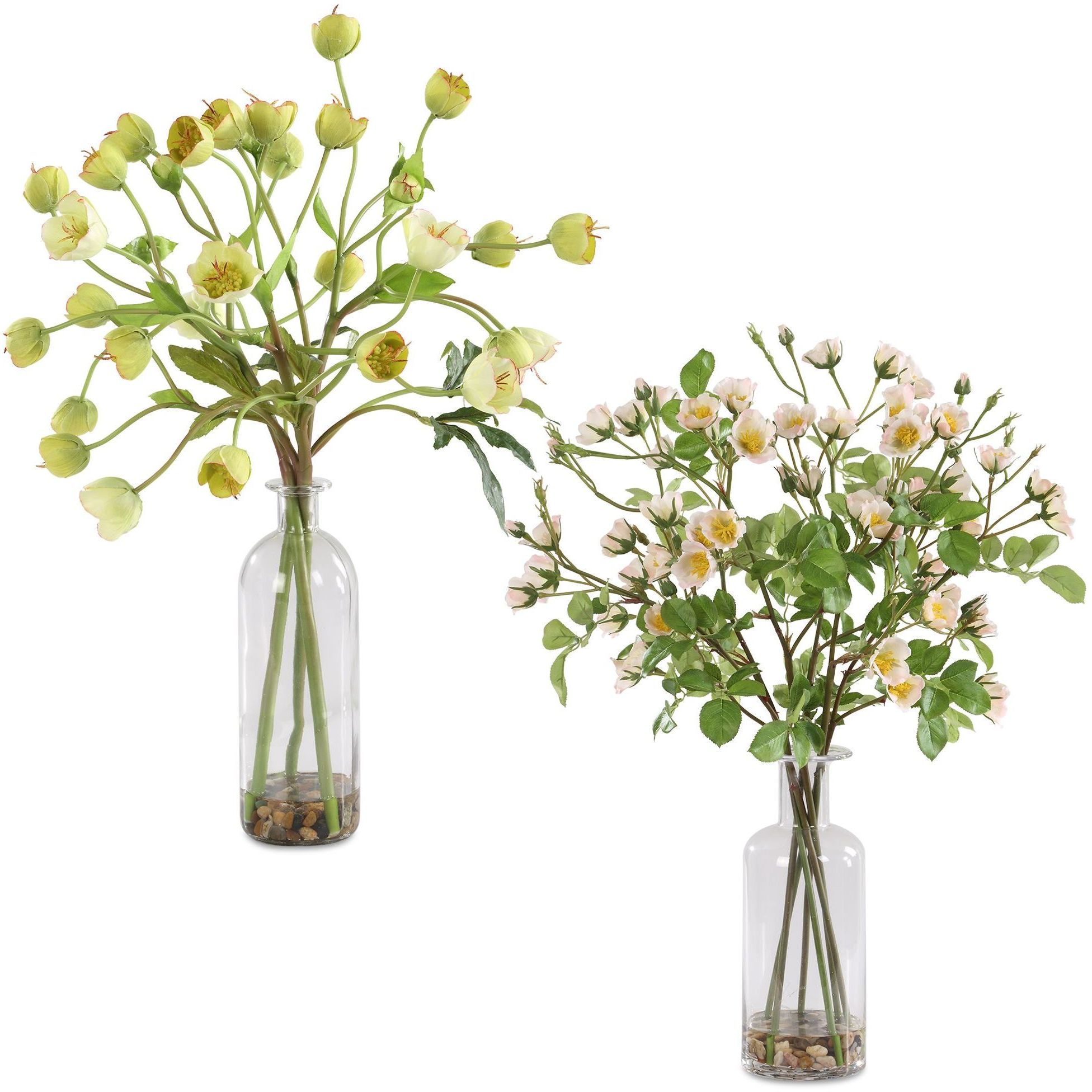 Tranquility Lenten Blush Pink and Light Yellow Rose Bouquets, Set of 2