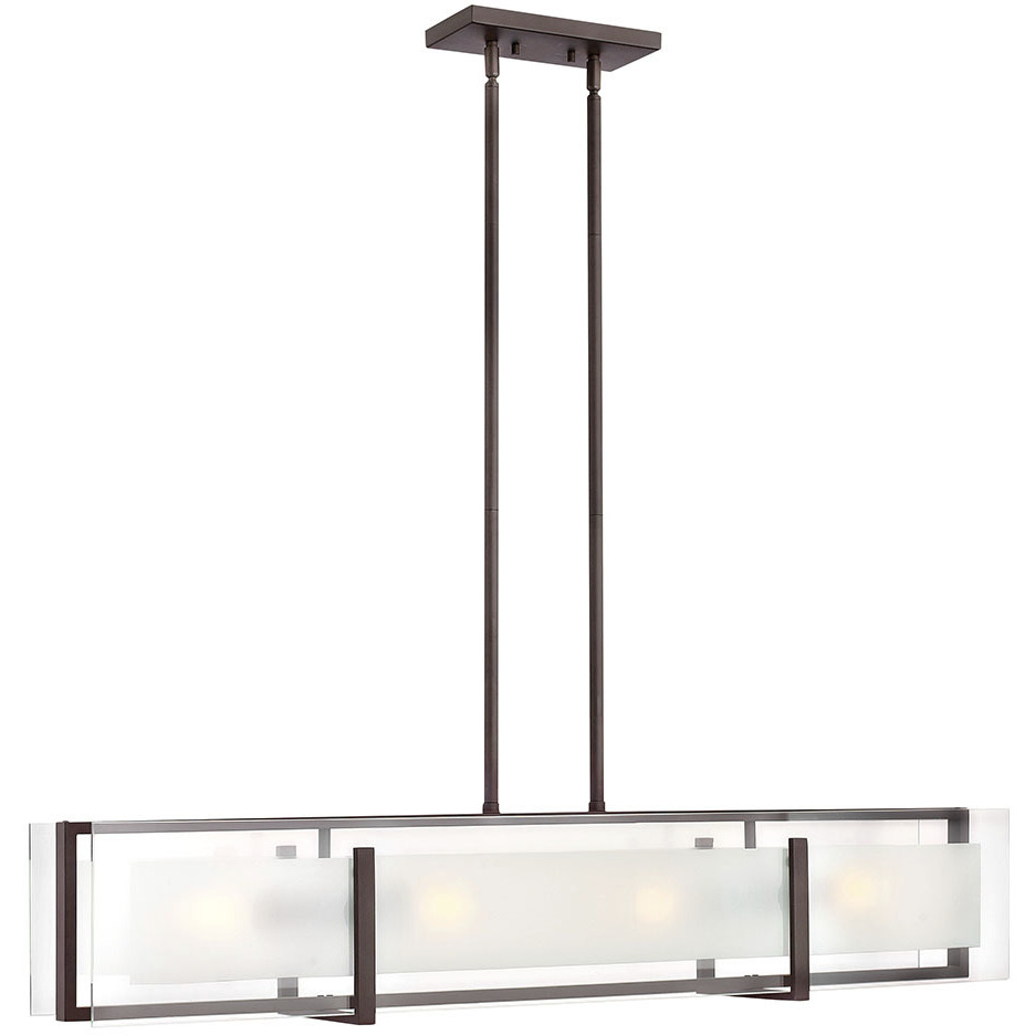 Latitude 4 Light 42 inch Oil Rubbed Bronze Indoor Linear Chandelier Ceiling Light