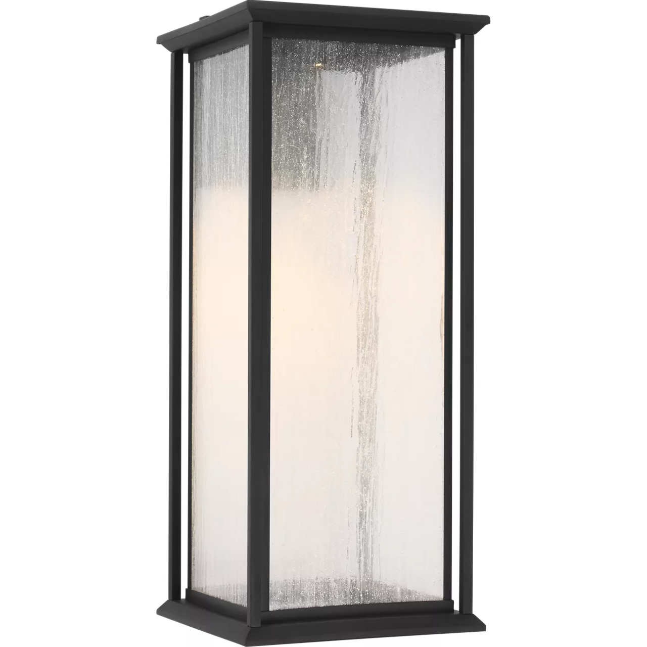 Audley LED 24 inch Textured Black Outdoor Wall Lantern in Distressed Seeded Glass, Extra Large