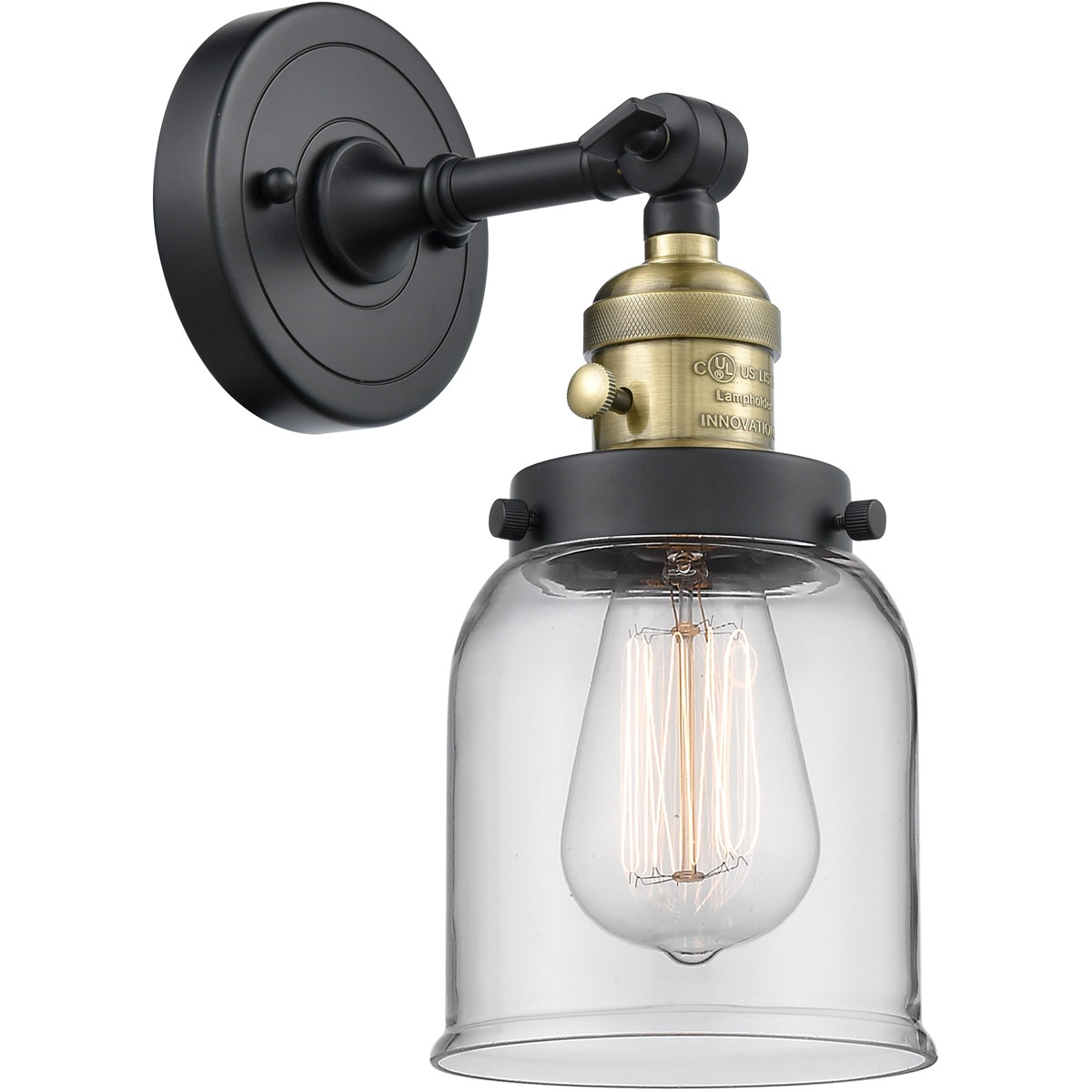 Franklin Restoration Small Bell LED 5 inch Black Antique Brass Sconce Wall Light, Franklin Restoration