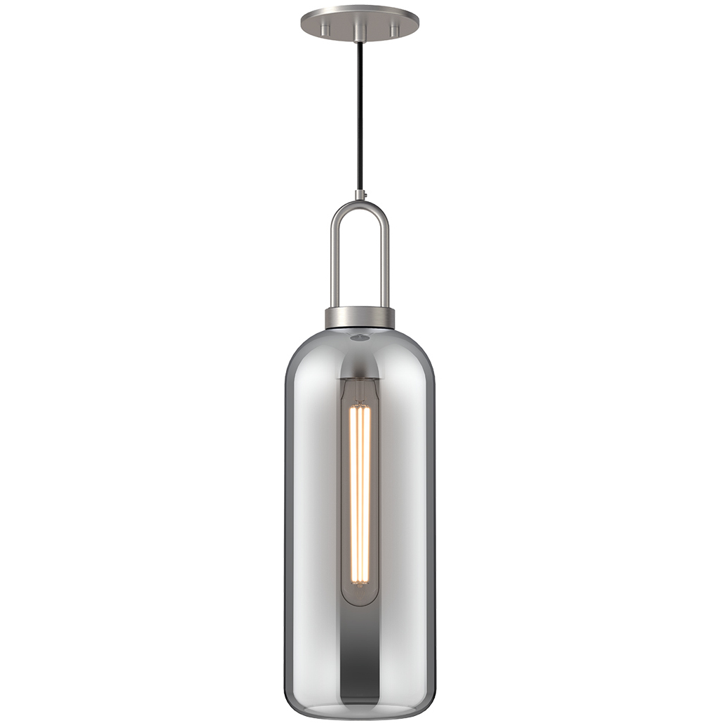 Alora Mood Soji 1 Light 6 inch Brushed Nickel Pendant Ceiling Light in Smoked Glass
