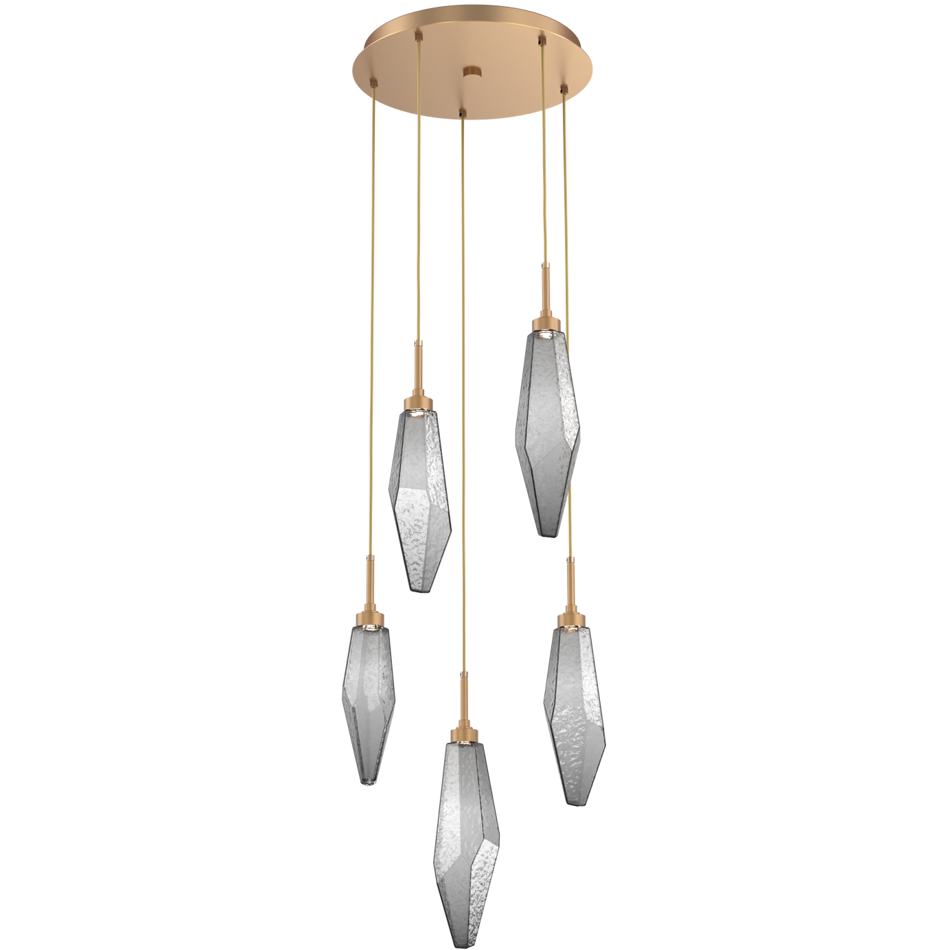 Rock Crystal LED 18.4 inch Novel Brass Chandelier Ceiling Light in Chilled Smoke, 2700K LED, Round Multi-Port