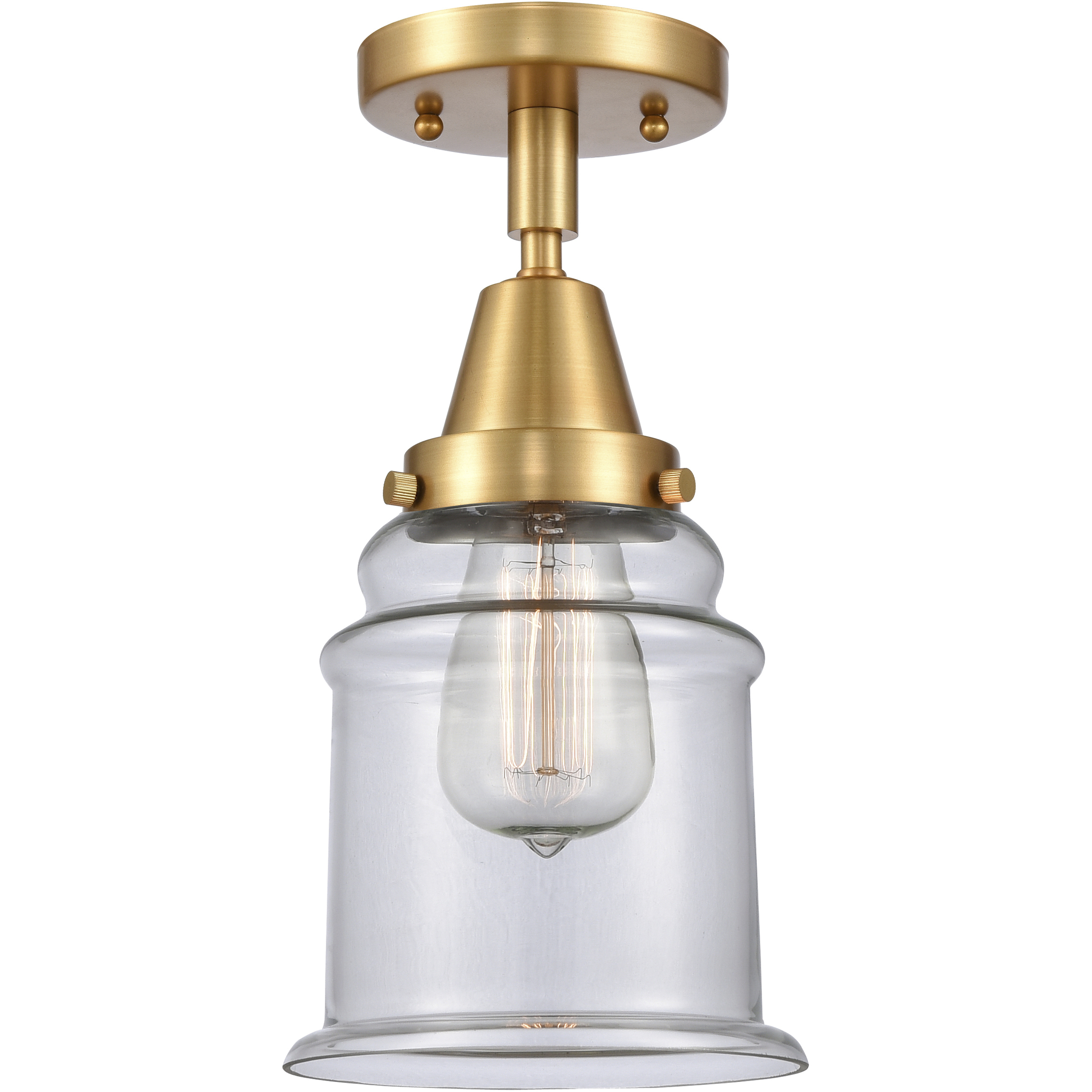 Franklin Restoration Canton 1 Light 6 inch Satin Gold Flush Mount Ceiling Light in Clear Glass