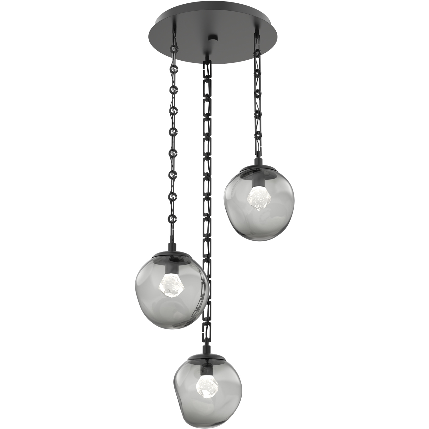 Aster LED 22.3 inch Matte Black Multi-Pendant Ceiling Light in 3000K LED, Smoke, Rectangular Chain