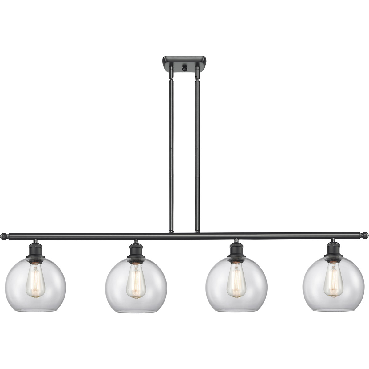Ballston Athens 4 Light 48 inch Matte Black Island Light Ceiling Light in Clear Glass, Ballston