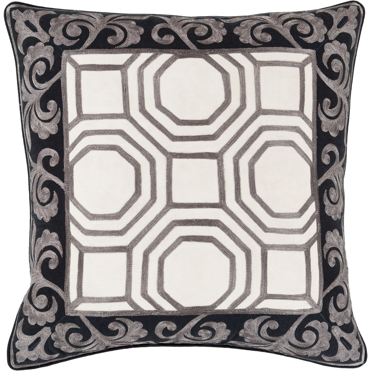 Bel Ami 18 inch Black, Beige, Dark Brown Pillow Kit