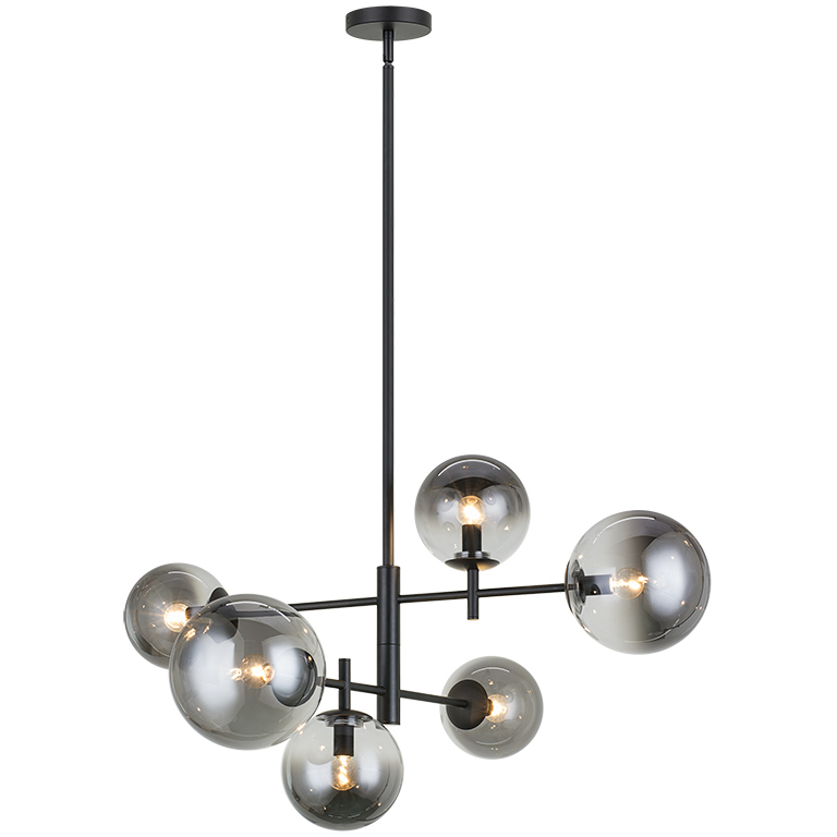 Averley 6 Light 27.5 inch Black Chandelier Ceiling Light in Black and Smoke