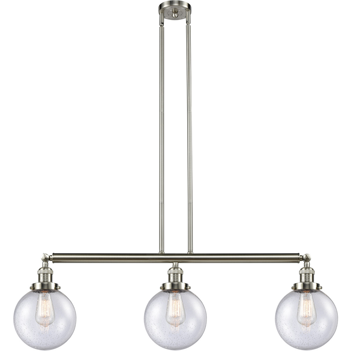 Franklin Restoration Large Beacon LED 40.5 inch Brushed Satin Nickel Island Light Ceiling Light in Seedy Glass, Franklin Restoration