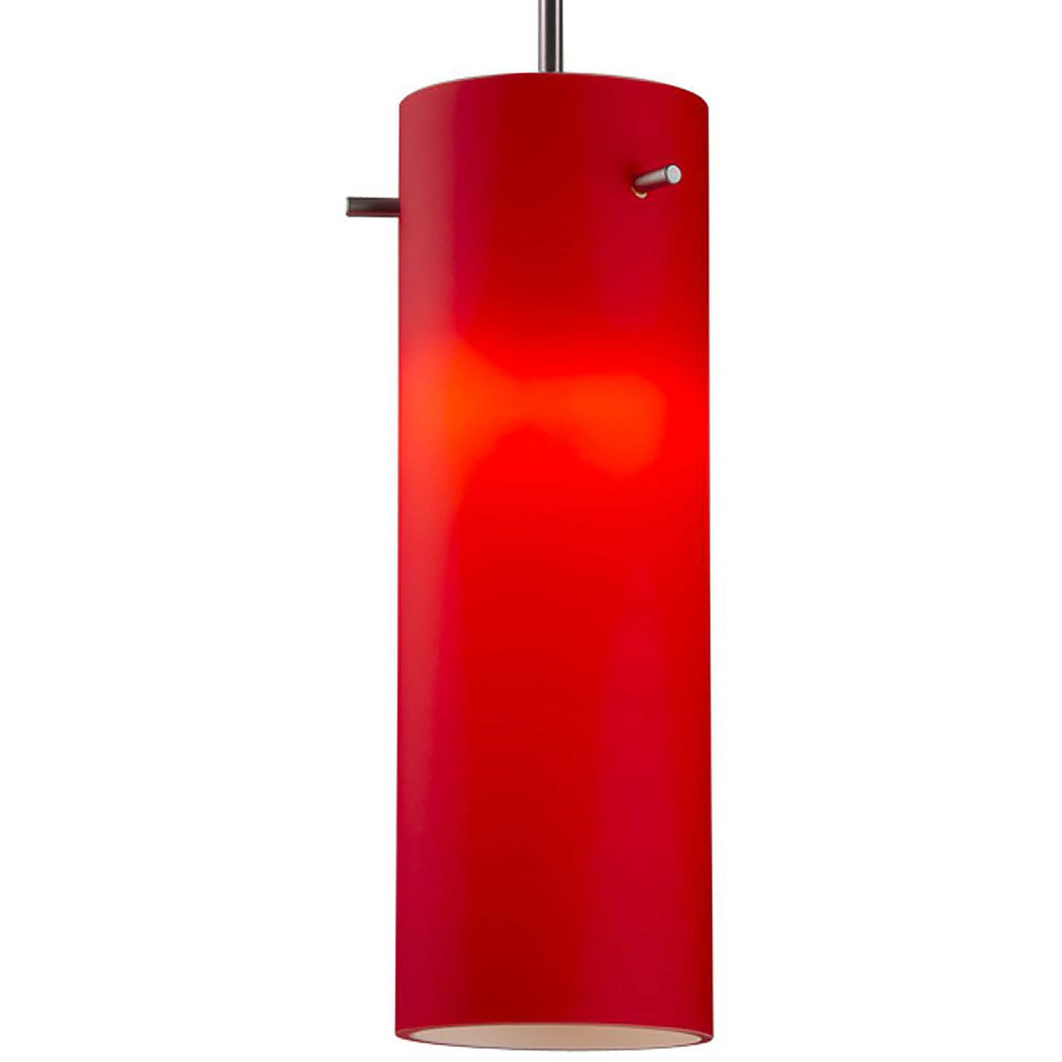 Titan 1 Light 4 inch Matte Chrome Large Pendant Ceiling Light in Red Glass