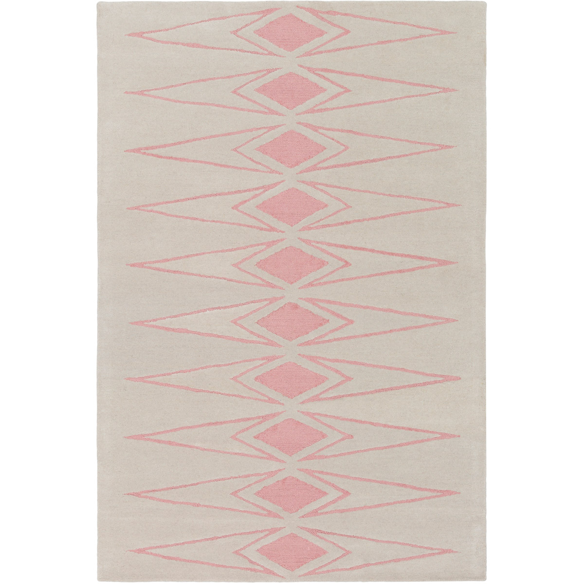 Solid Bold 90 X 60 inch Neutral and Pink Area Rug, Wool