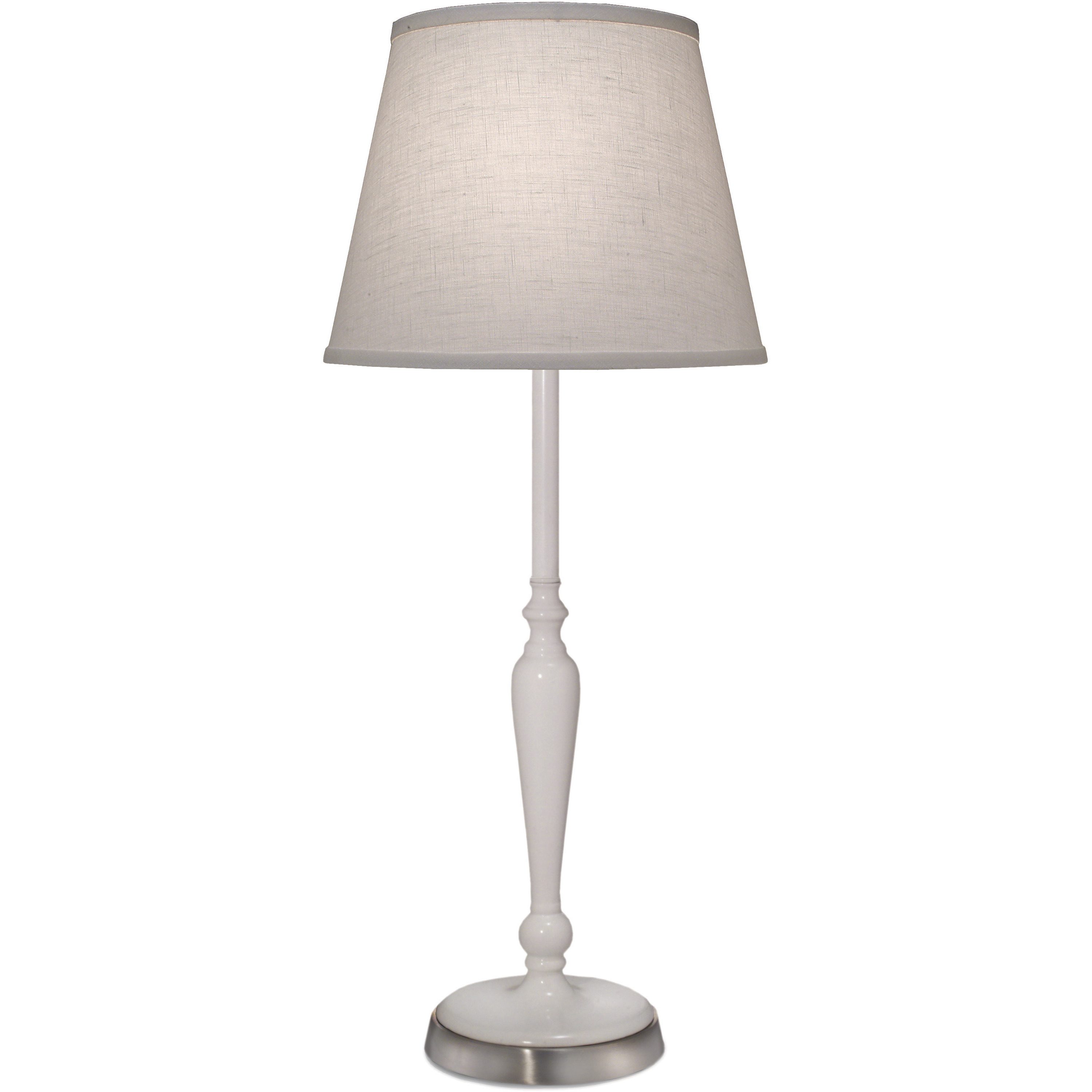 Ellie 28 inch 150 watt Gloss White and Satin Nickel Buffet Lamp Portable Light