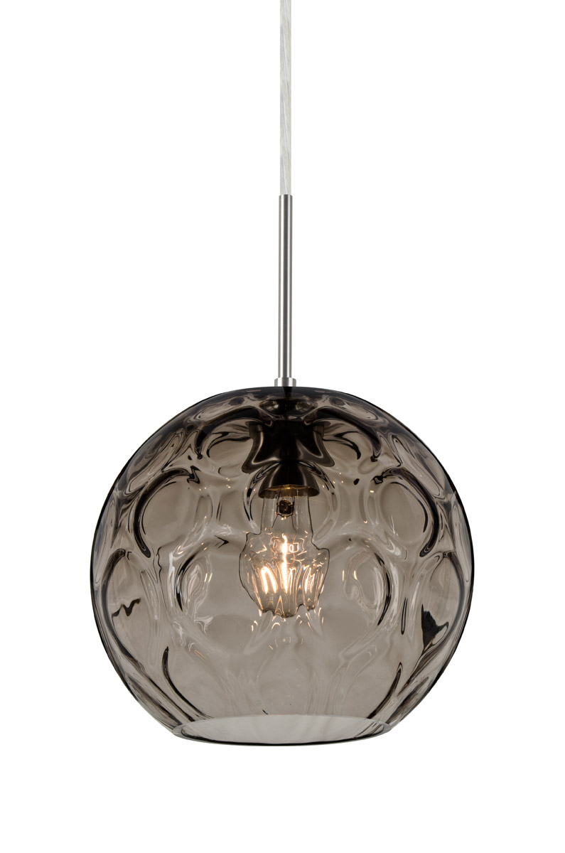 Bombay 1 Light Satin Nickel Pendant Ceiling Light in Smoke Glass