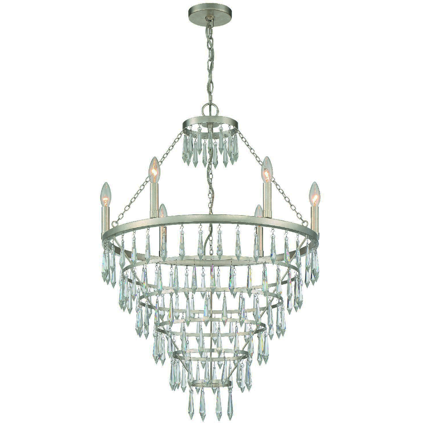 Lucille 6 Light 24 inch Antique Silver Chandelier Ceiling Light