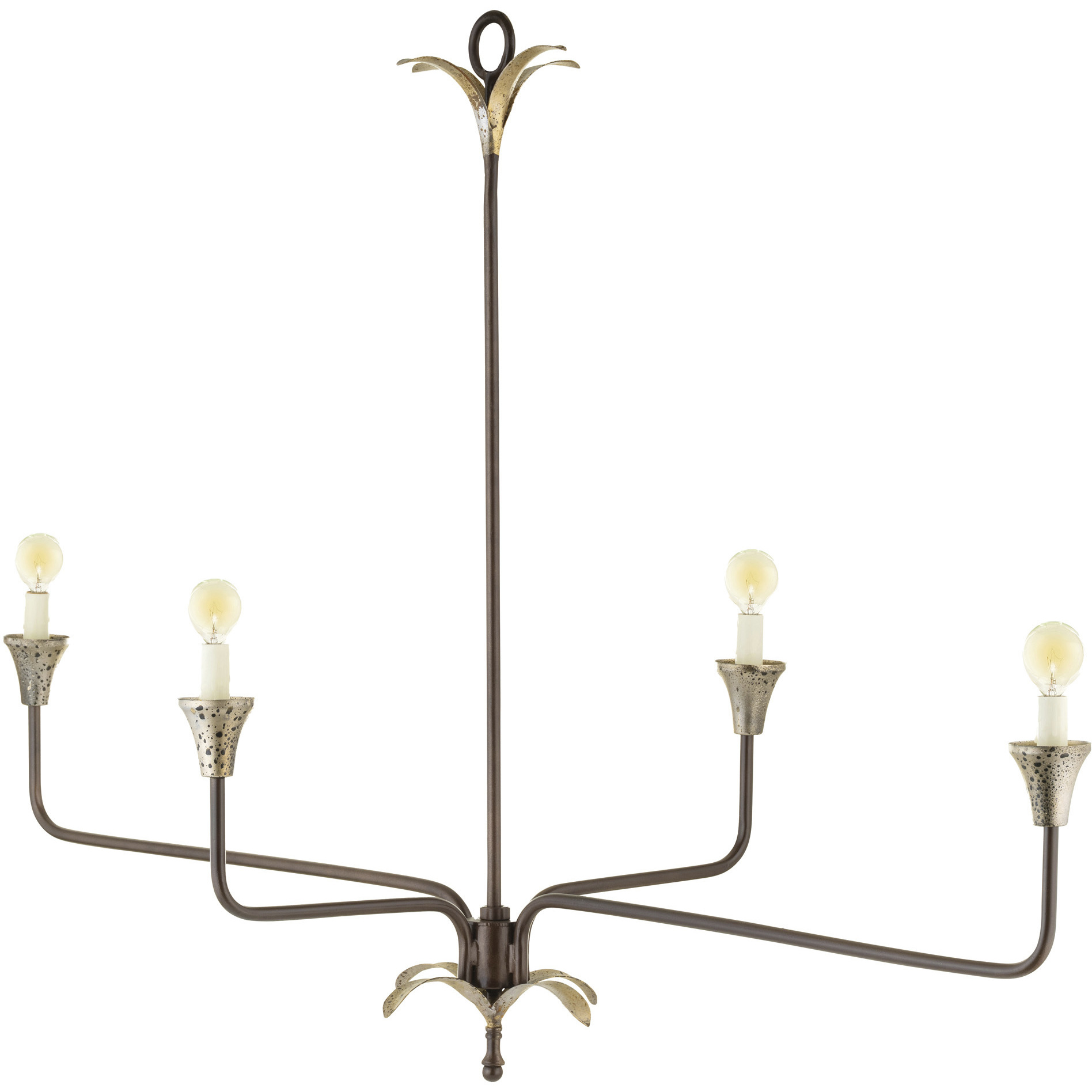 Lowcountry 4 Light Rustic Bronze and Antique Platinum Chandelier Ceiling Light