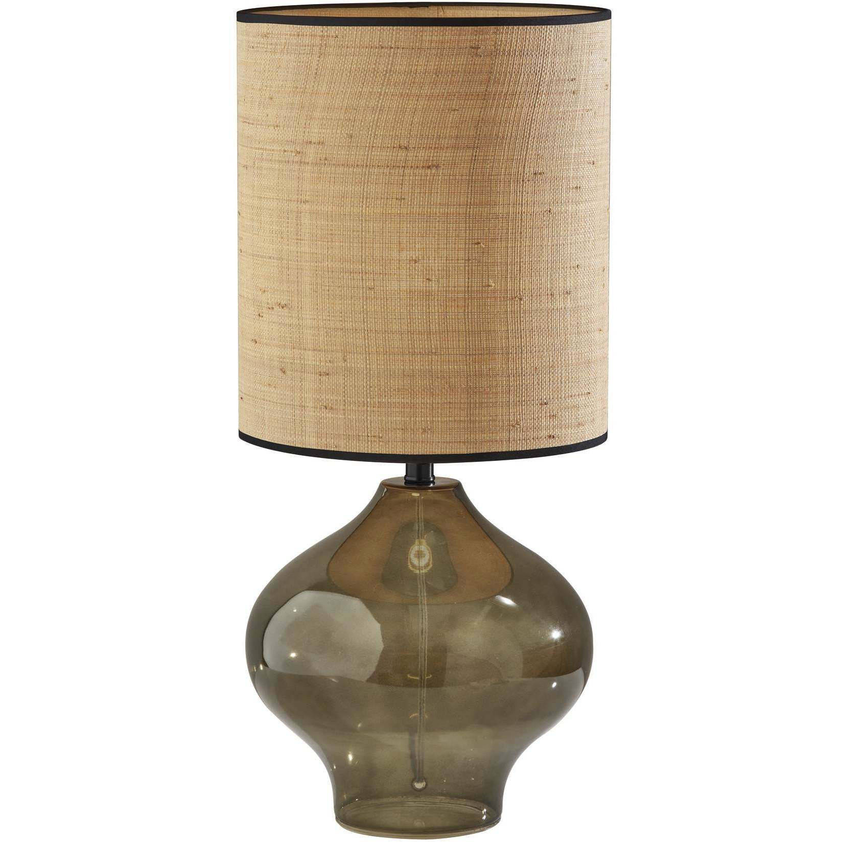 Emma 29 inch 100.00 watt Dark Green Glass / Black Neck Table Lamp Portable Light, Large