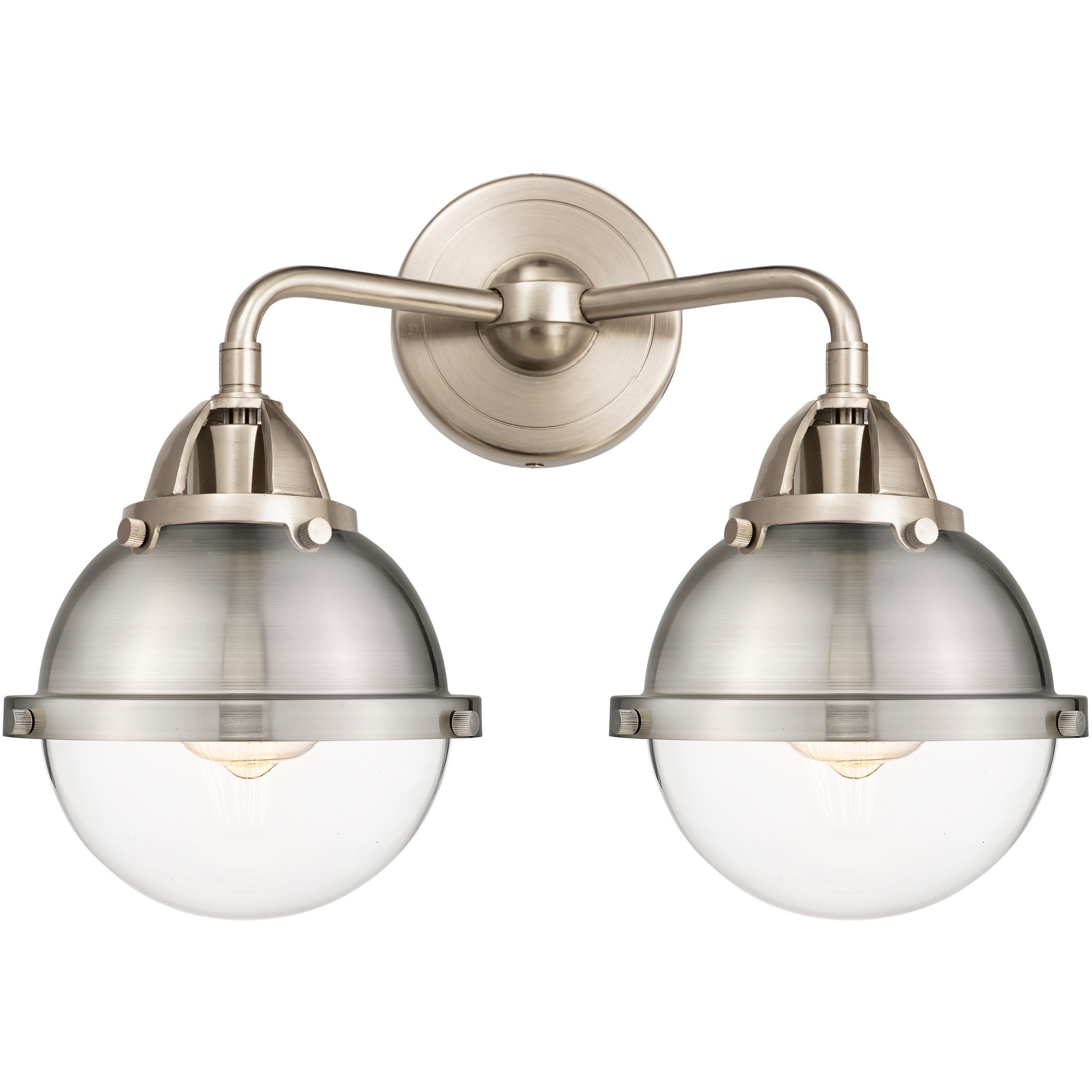 Nouveau 2 Hampden 2 Light 15.25 inch Brushed Satin Nickel Bath Vanity Light Wall Light in Clear Glass