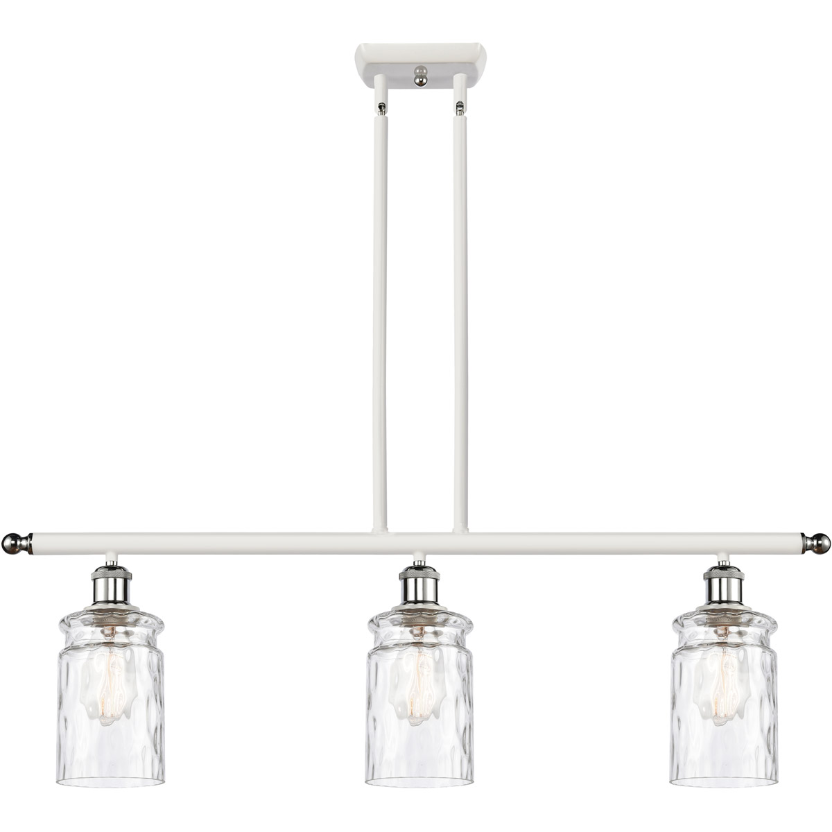 Ballston Candor 3 Light 36 inch White and Polished Chrome Island Light Ceiling Light in Clear Waterglass, Ballston