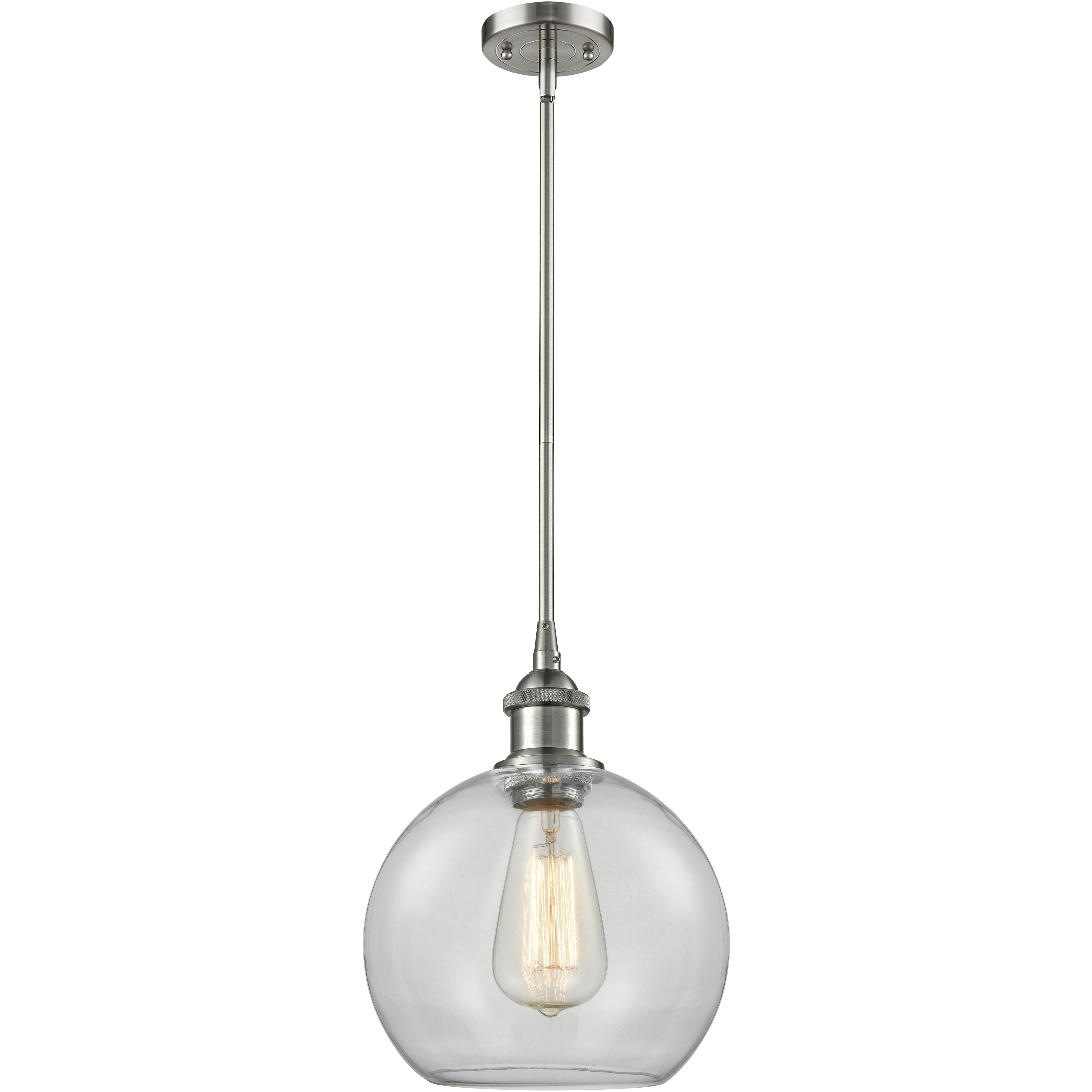 Ballston Athens LED 8 inch Brushed Satin Nickel Pendant Ceiling Light in Clear Glass, Ballston