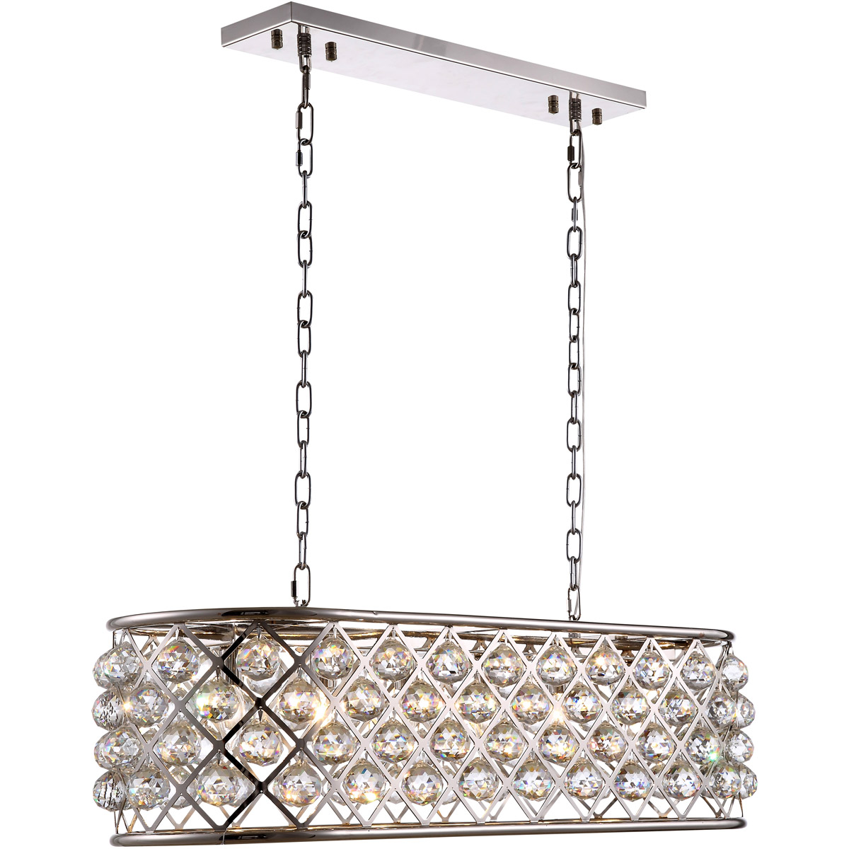 Madison 6 Light 40 inch Polished Nickel Island Pendant Ceiling Light in Clear, Urban Classic