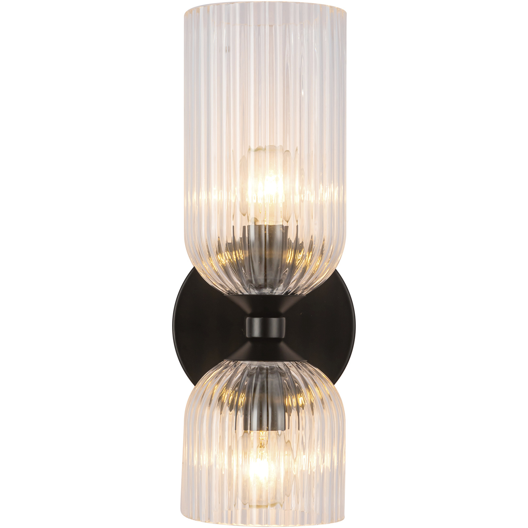 Alora Mood Nelly 2 Light 4 inch Matte Black Wall/Vanity Light Wall Light in Clear Ribbed Glass Shade