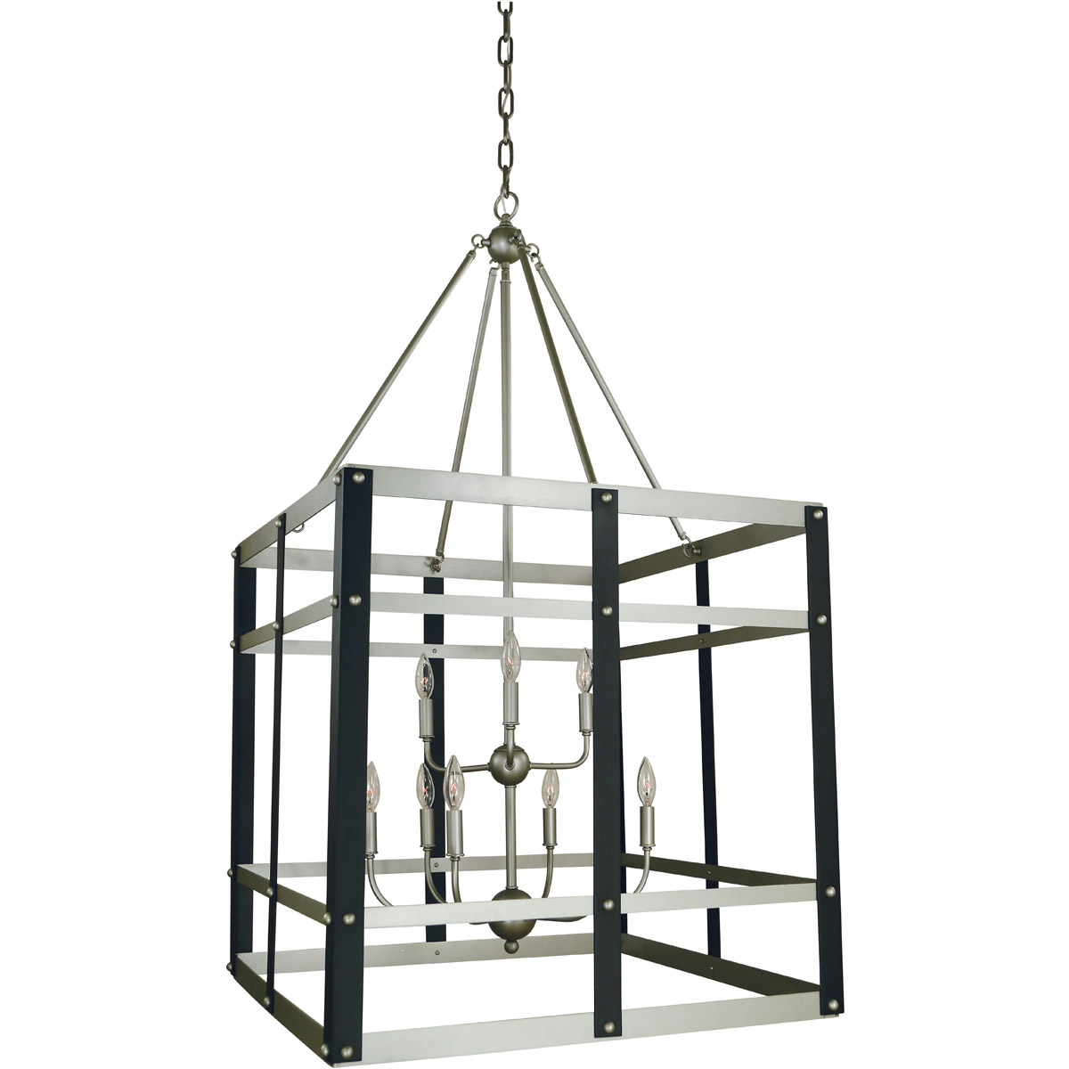 Metro Artisan 9 Light 28 inch Satin Pewter/Matte Black Foyer Chandelier Ceiling Light