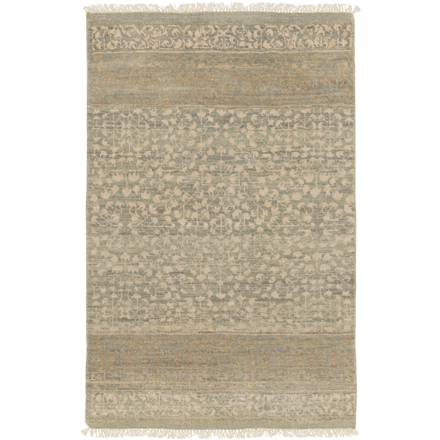 Palace 36 X 24 inch Dusty Sage / Beige / Light Brown Handmade Rug