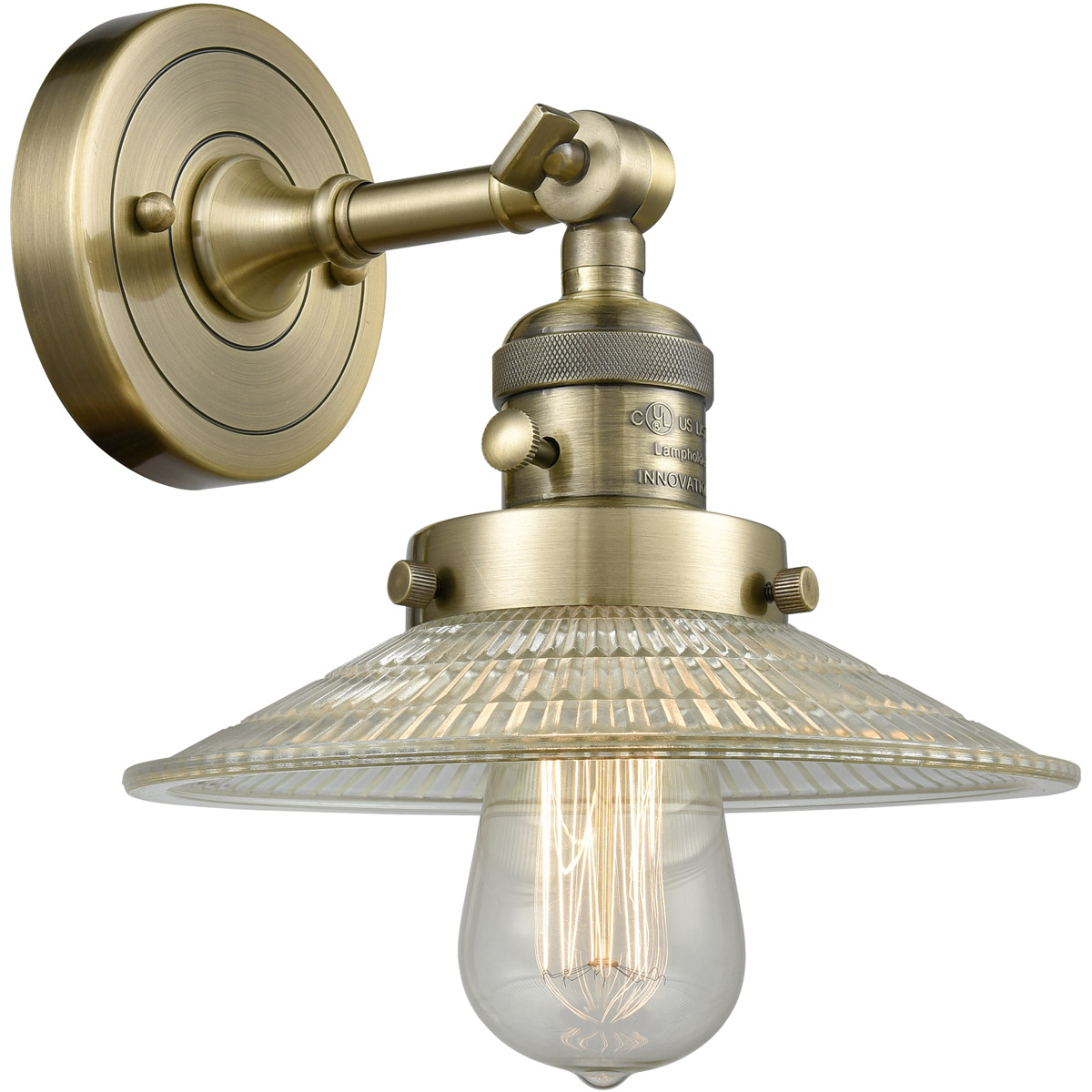 Franklin Restoration Halophane LED 9 inch Antique Brass Sconce Wall Light, Franklin Restoration