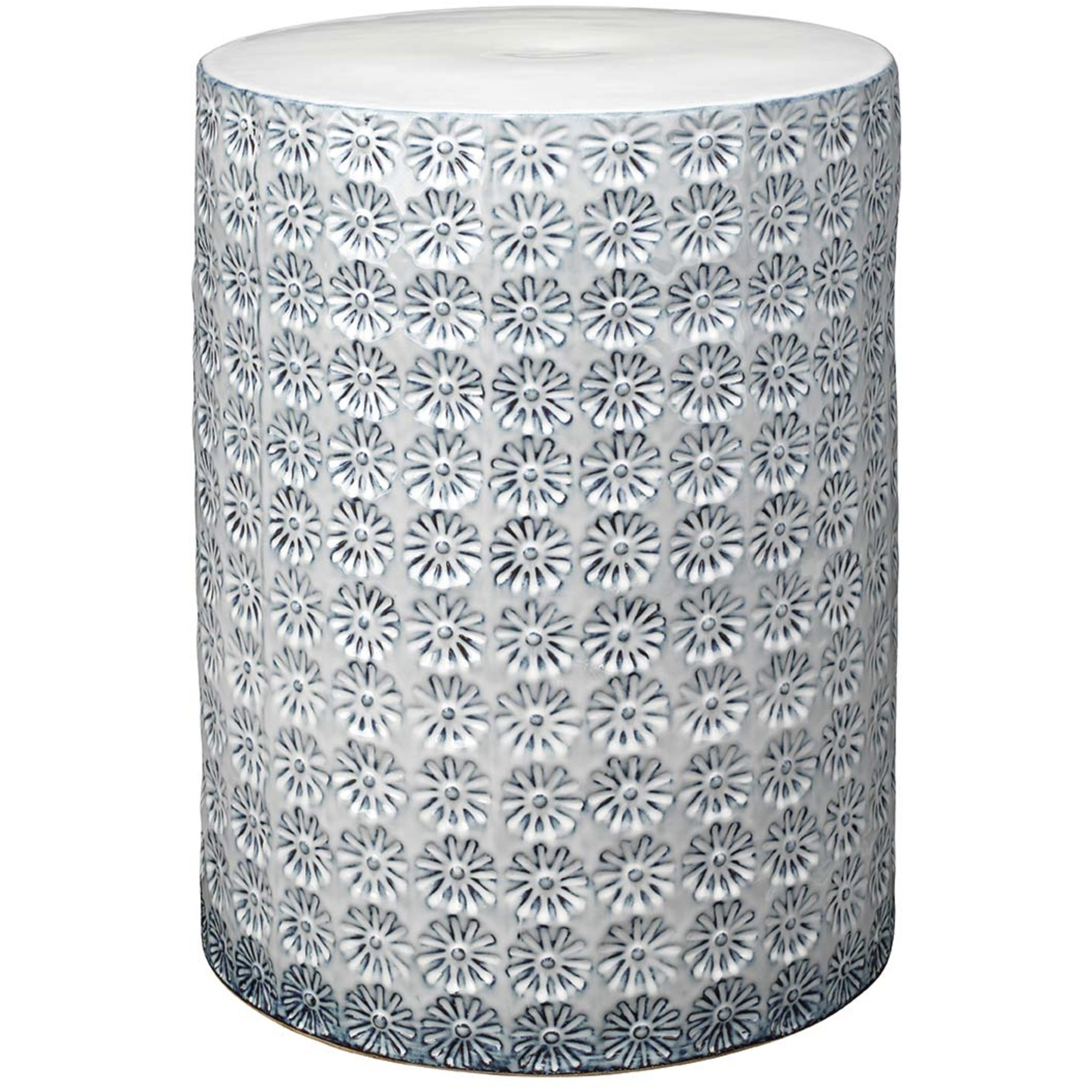 Wildflower 17.5 X 13 inch White & Grey Reactive Glaze Side Table in White and Grey Reactive Glaze