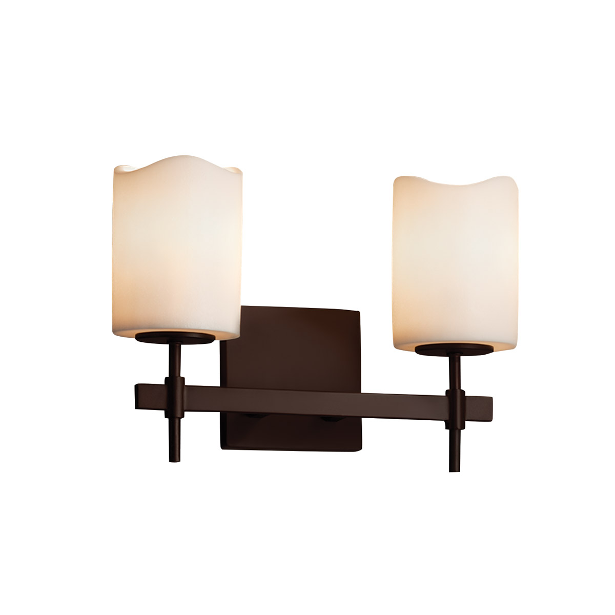 Candlearia 2 Light 13 inch Brushed Nickel Vanity Light Wall Light in Cream (CandleAria), Cylinder with Melted Rim, Incandescent