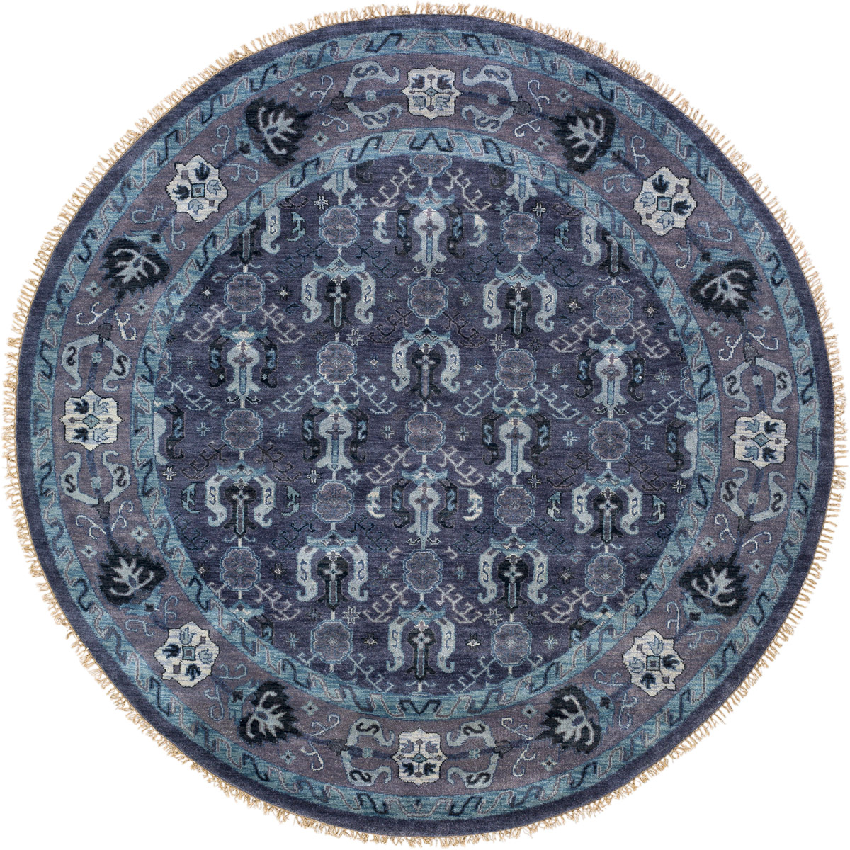 Zeus 96 inch Navy/Dark Purple/Aqua/Pale Blue Rugs, Wool