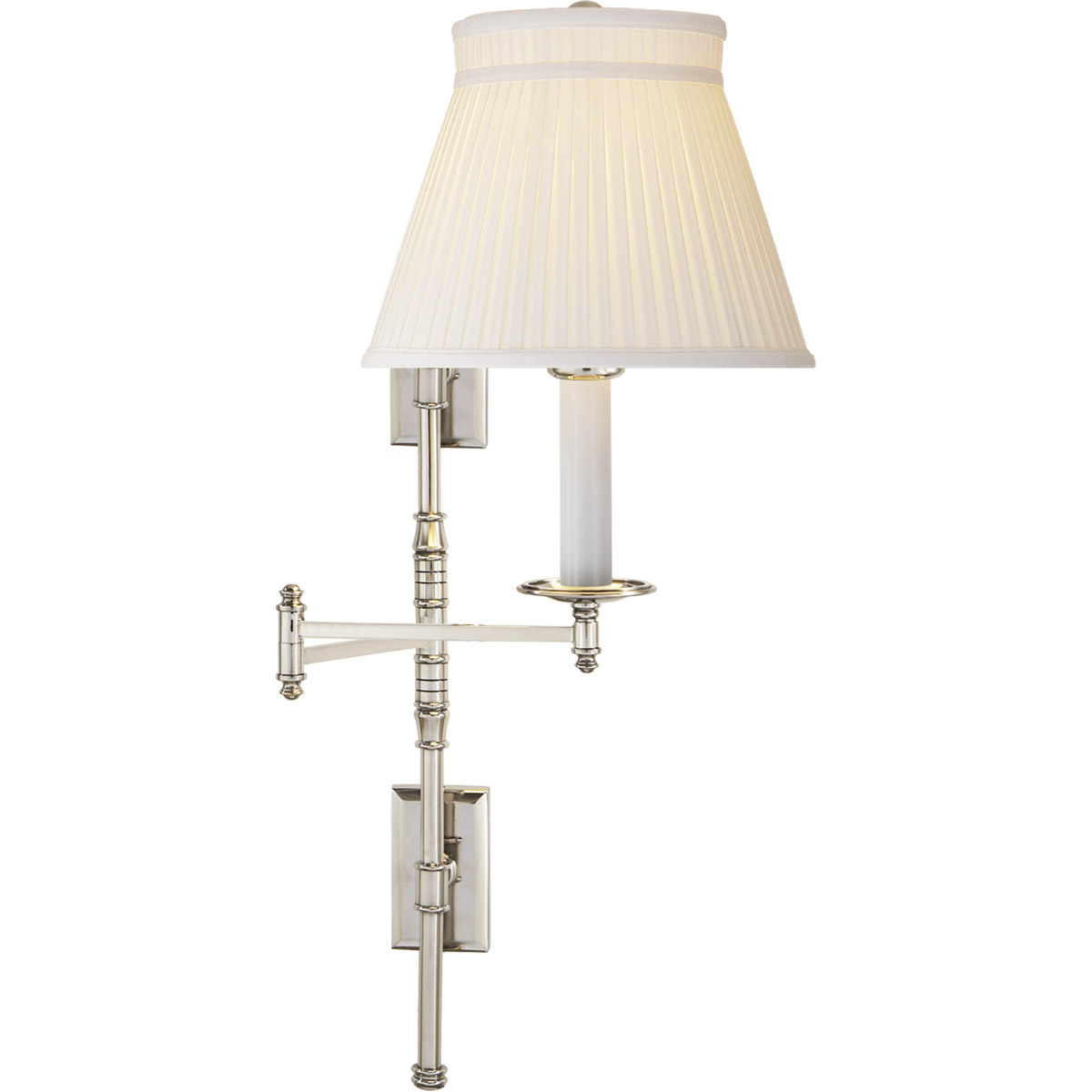 Chapman & Myers Dorchester3 24 inch 100 watt Polished Nickel Double Backplate Swing Arm Wall Light in Silk