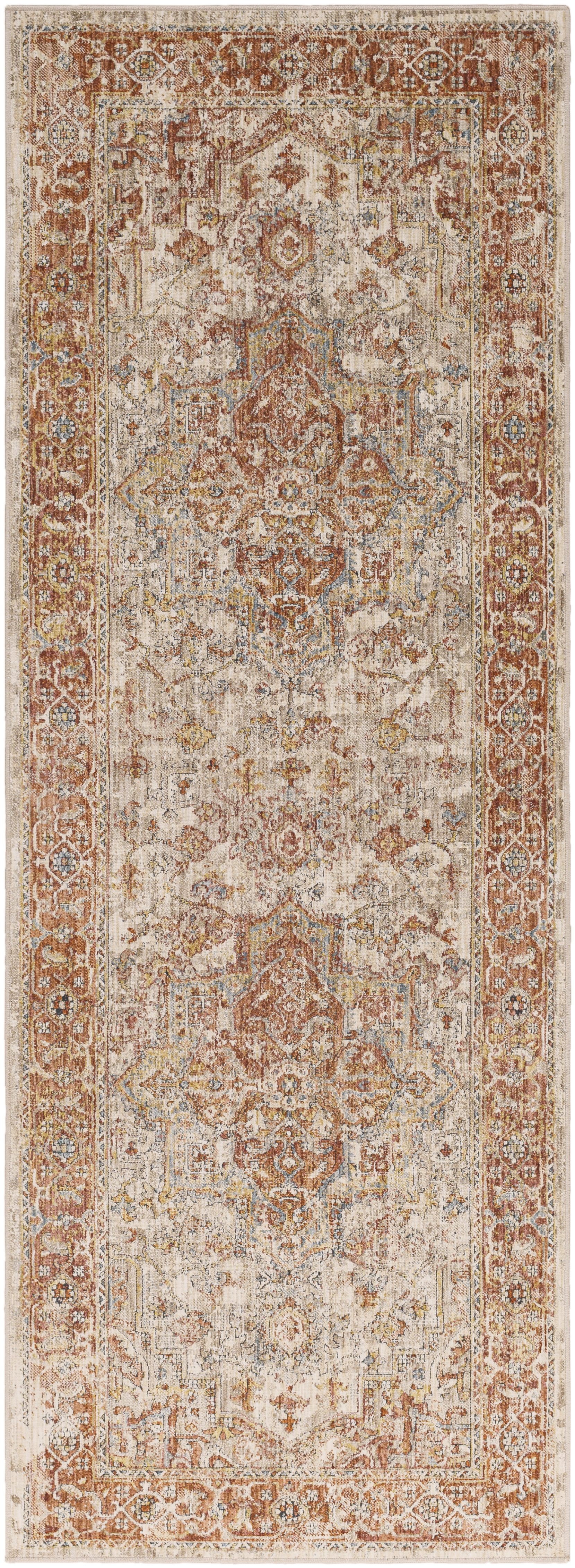 Aspendos 87 X 31 inch Brick Red Rug, Runner