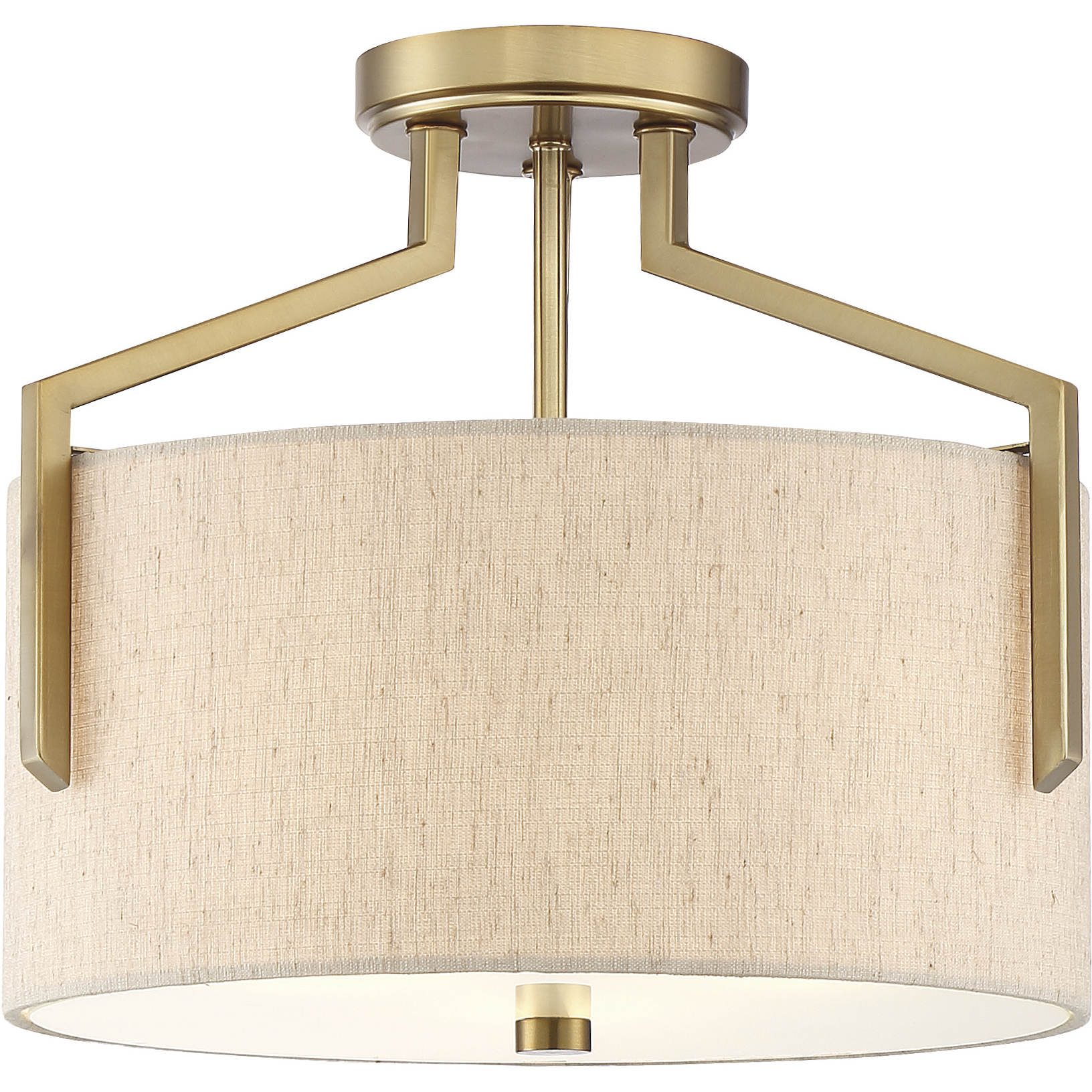 Elara 3 Light 15 inch Brushed Gold Semi-Flush Ceiling Light