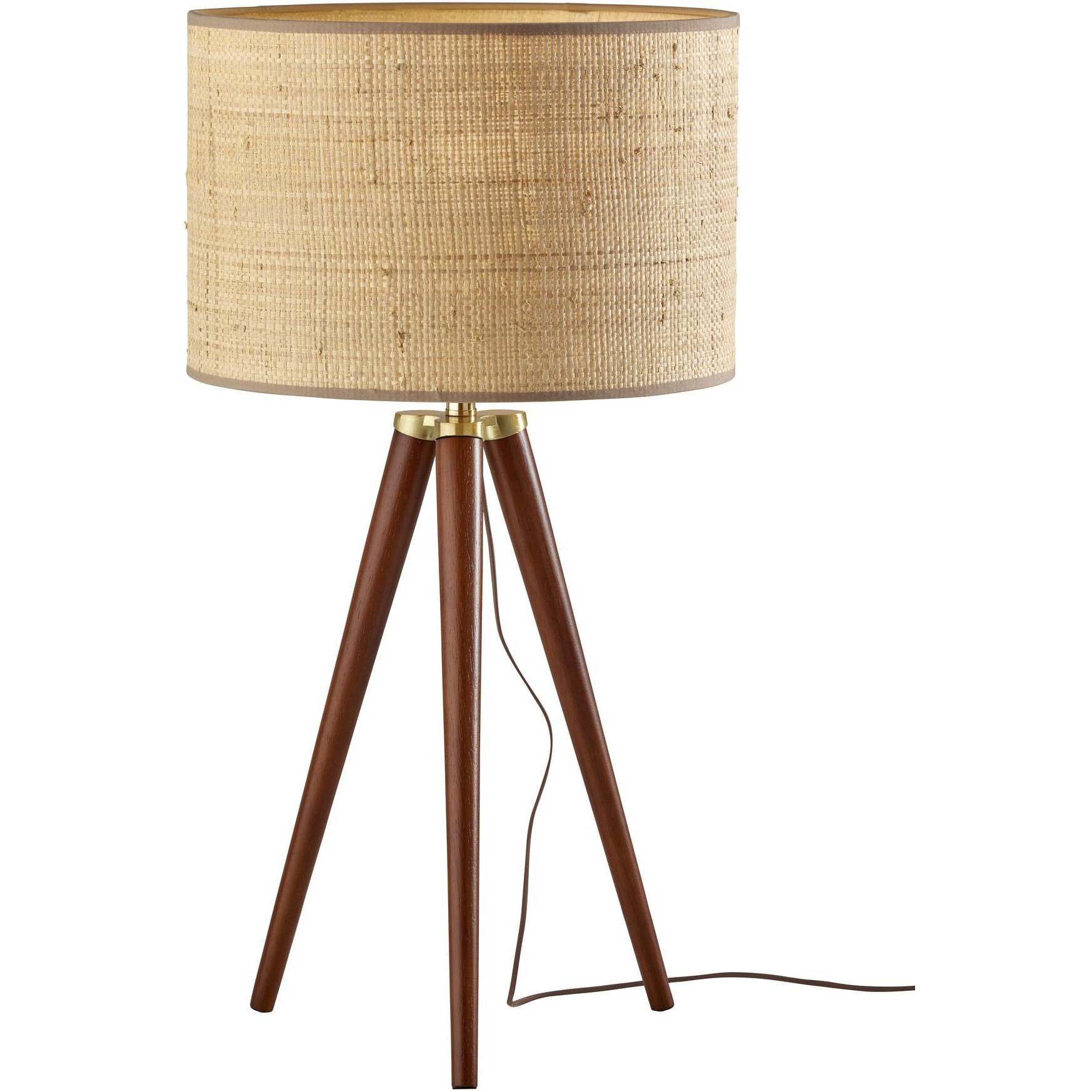 Jackson 26.25 inch 100.00 watt Walnut Wood with Antique Brass Accents Table Lamp Portable Light