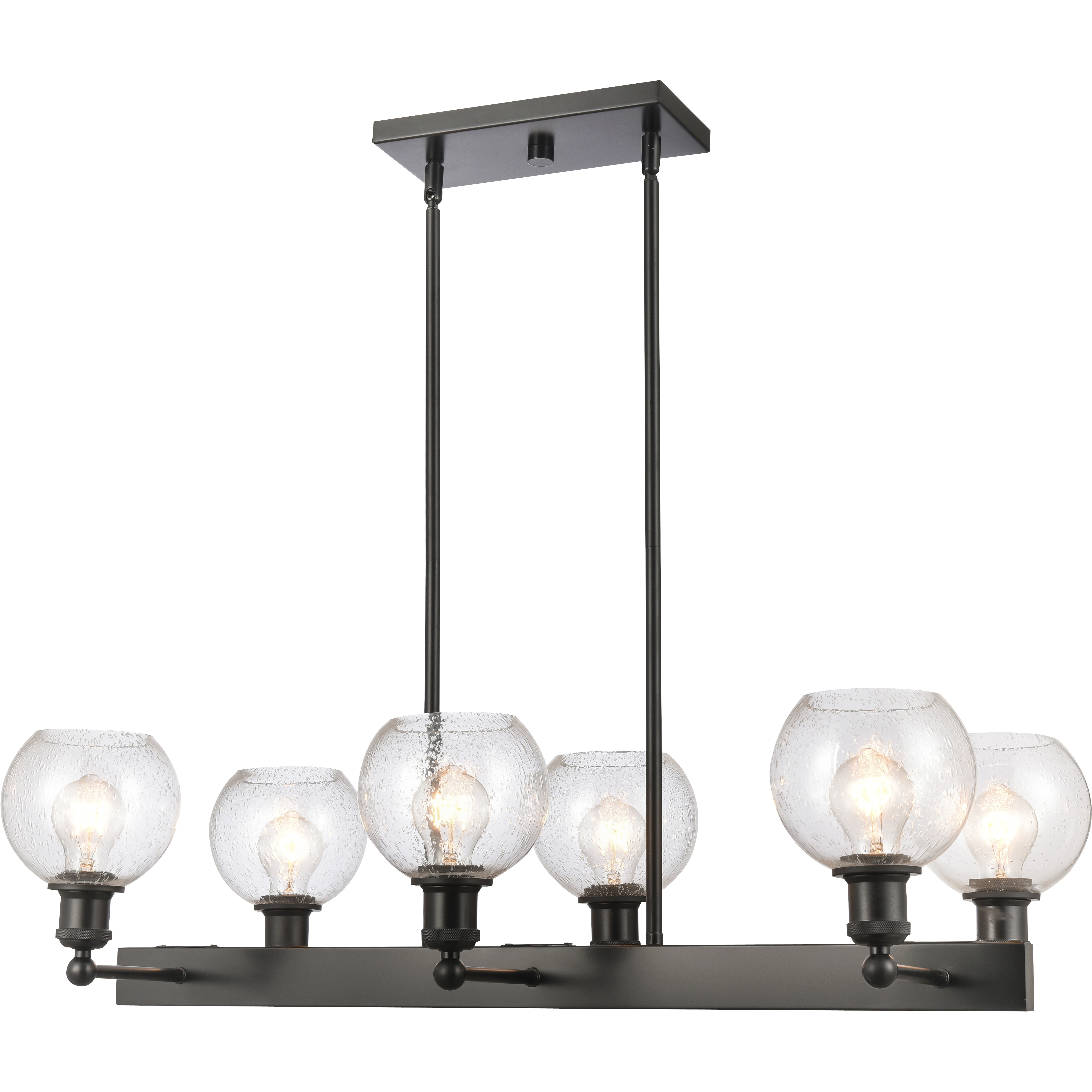 Ballston Concord 6 Light 35 inch Matte Black Chandelier Ceiling Light in Seedy Glass