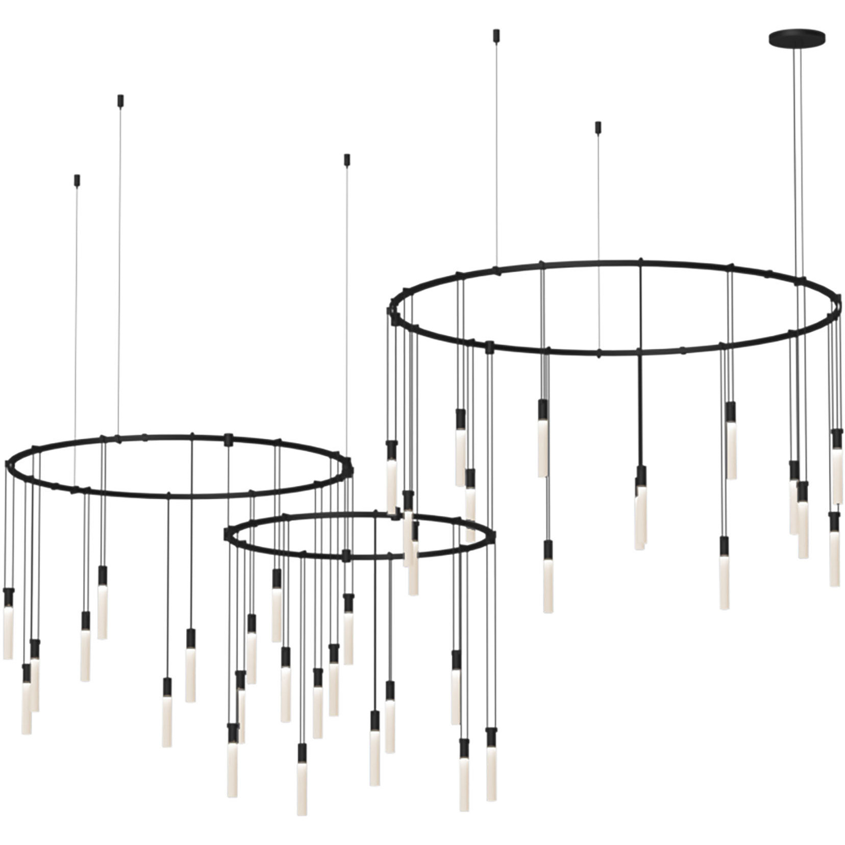 Suspenders LED 96 inch Satin Black Modular Pendant Composition Ceiling Light