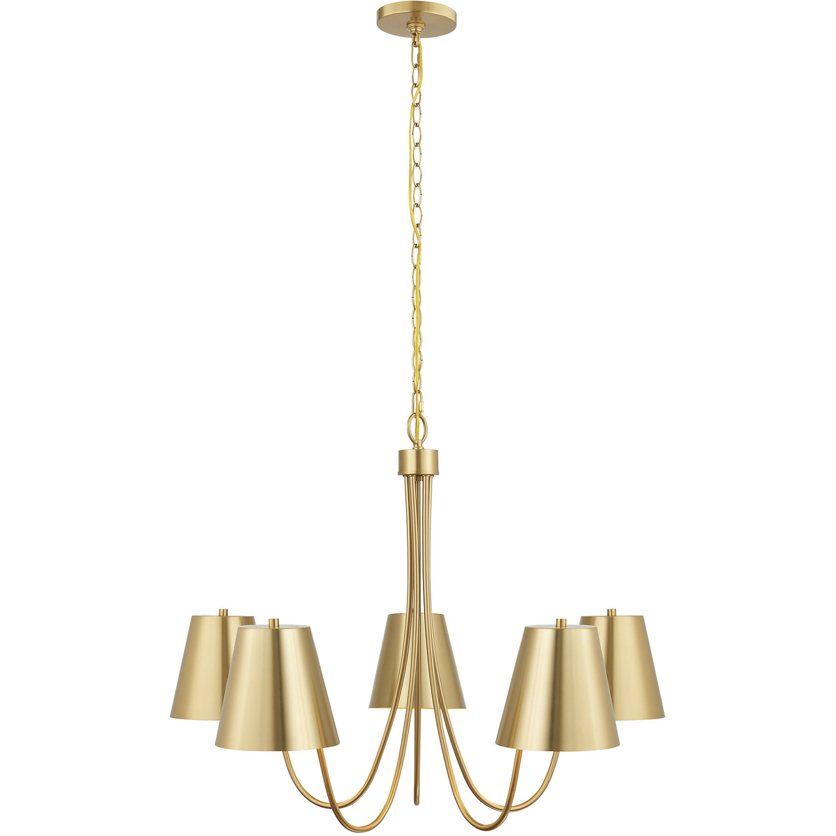 Modern 5 Light 32 inch Natural Brass Chandelier Ceiling Light