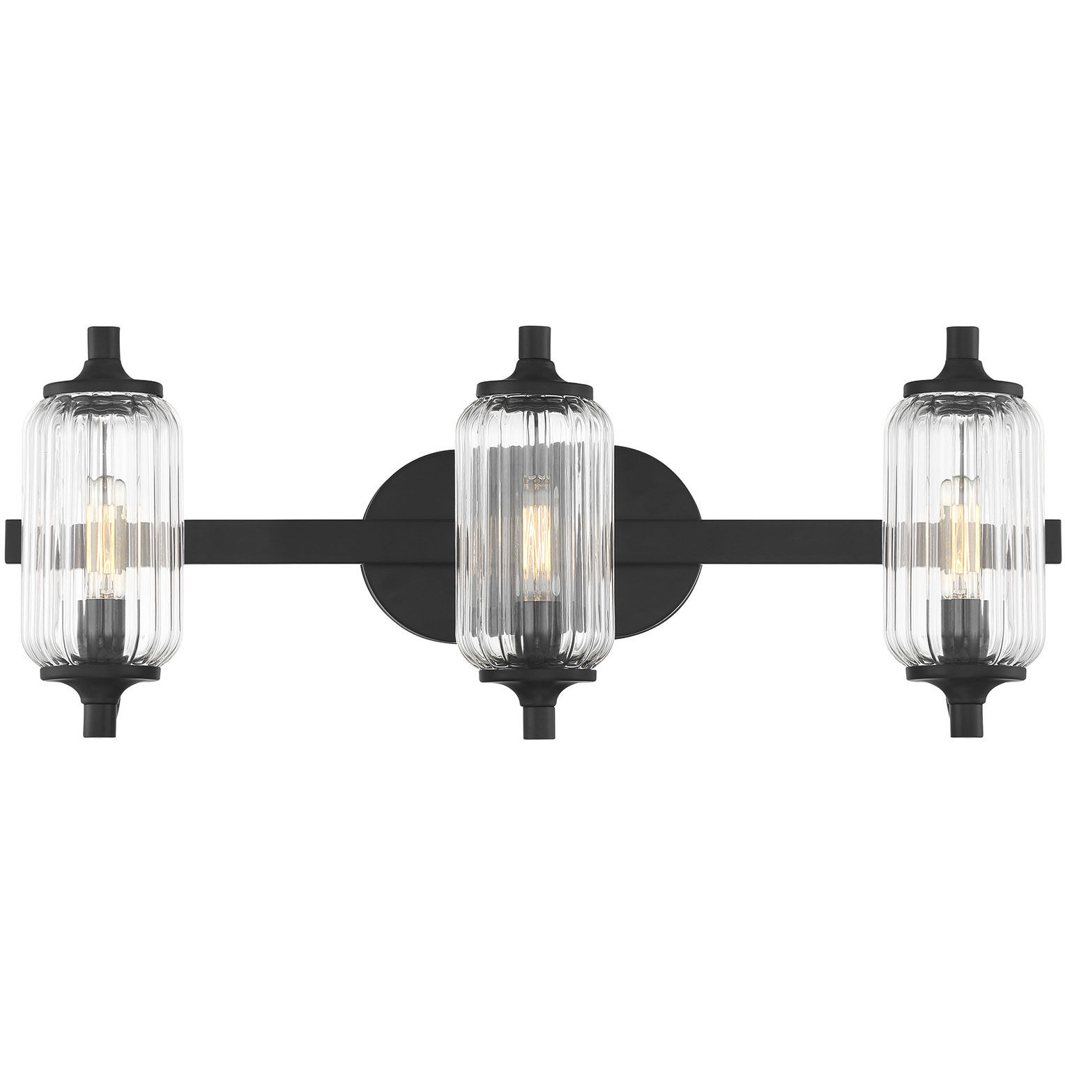 Holton 3 Light 24 inch Matte Black Bathroom Vanity Light Wall Light