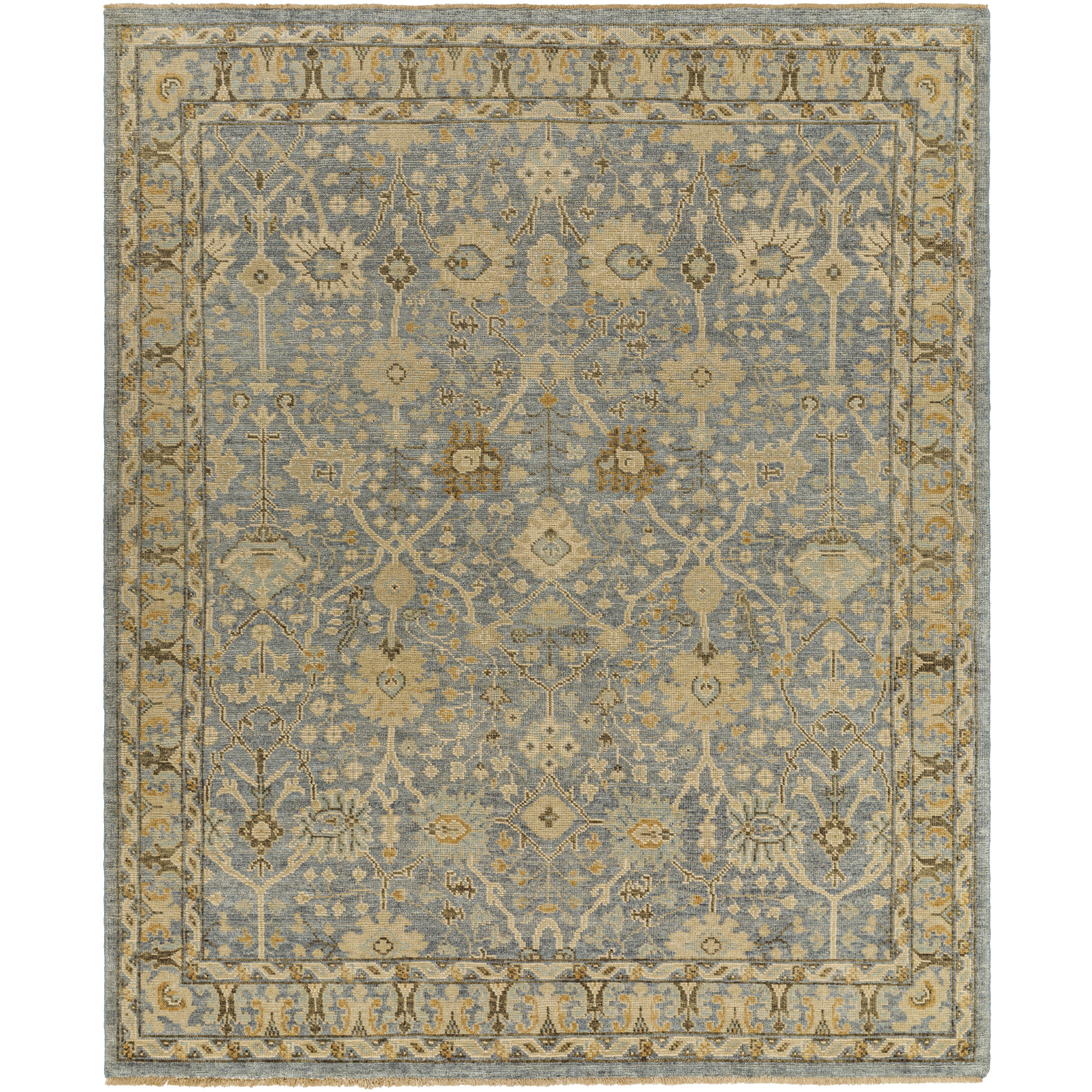 Reign 144 X 30 inch Dusty Sage / Light Brown / Dark Brown / Tan / Olive / Beige Handmade Rug in 2.5 x 12