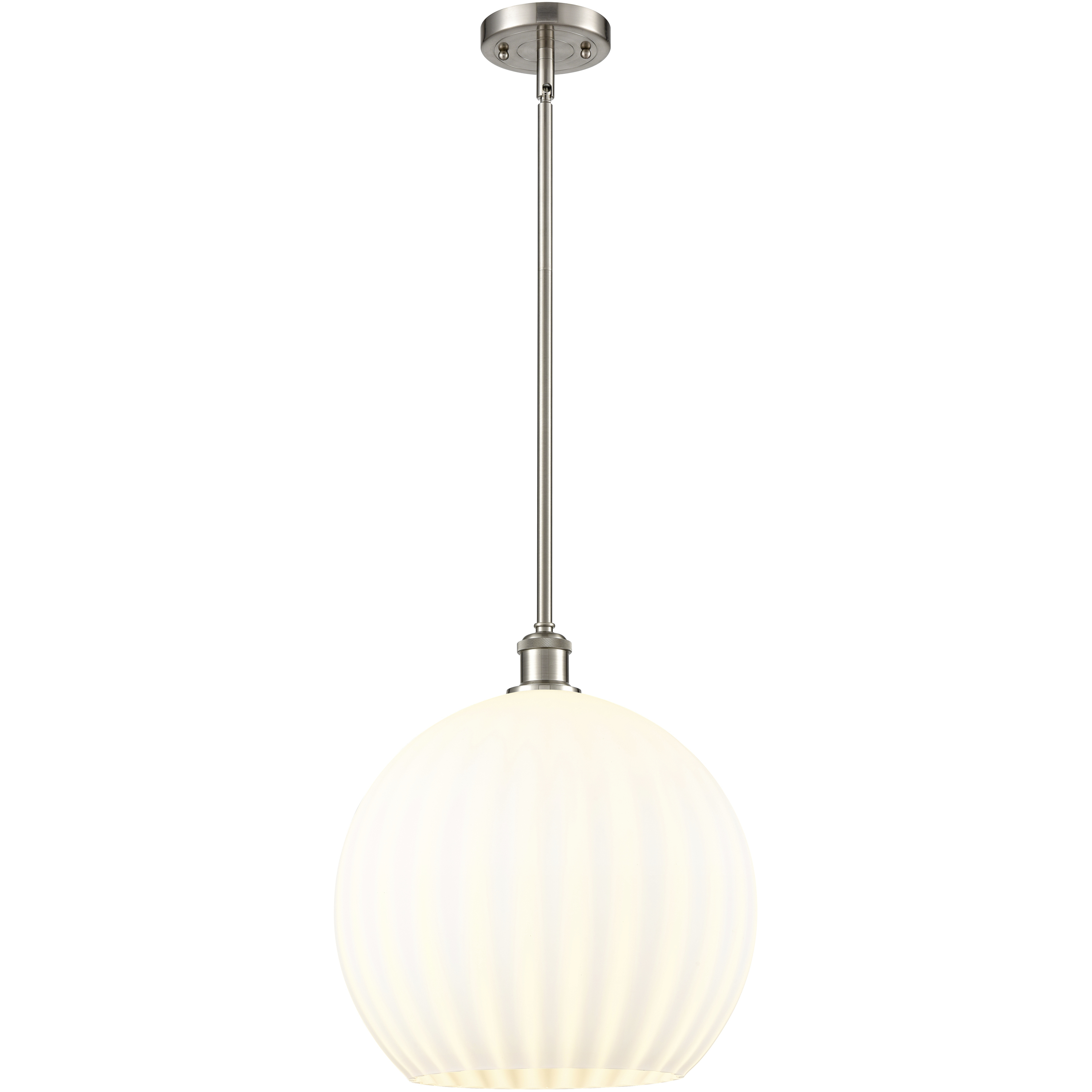 Ballston White Venetian 1 Light 13.75 inch Brushed Satin Nickel Stem Hung Pendant Ceiling Light