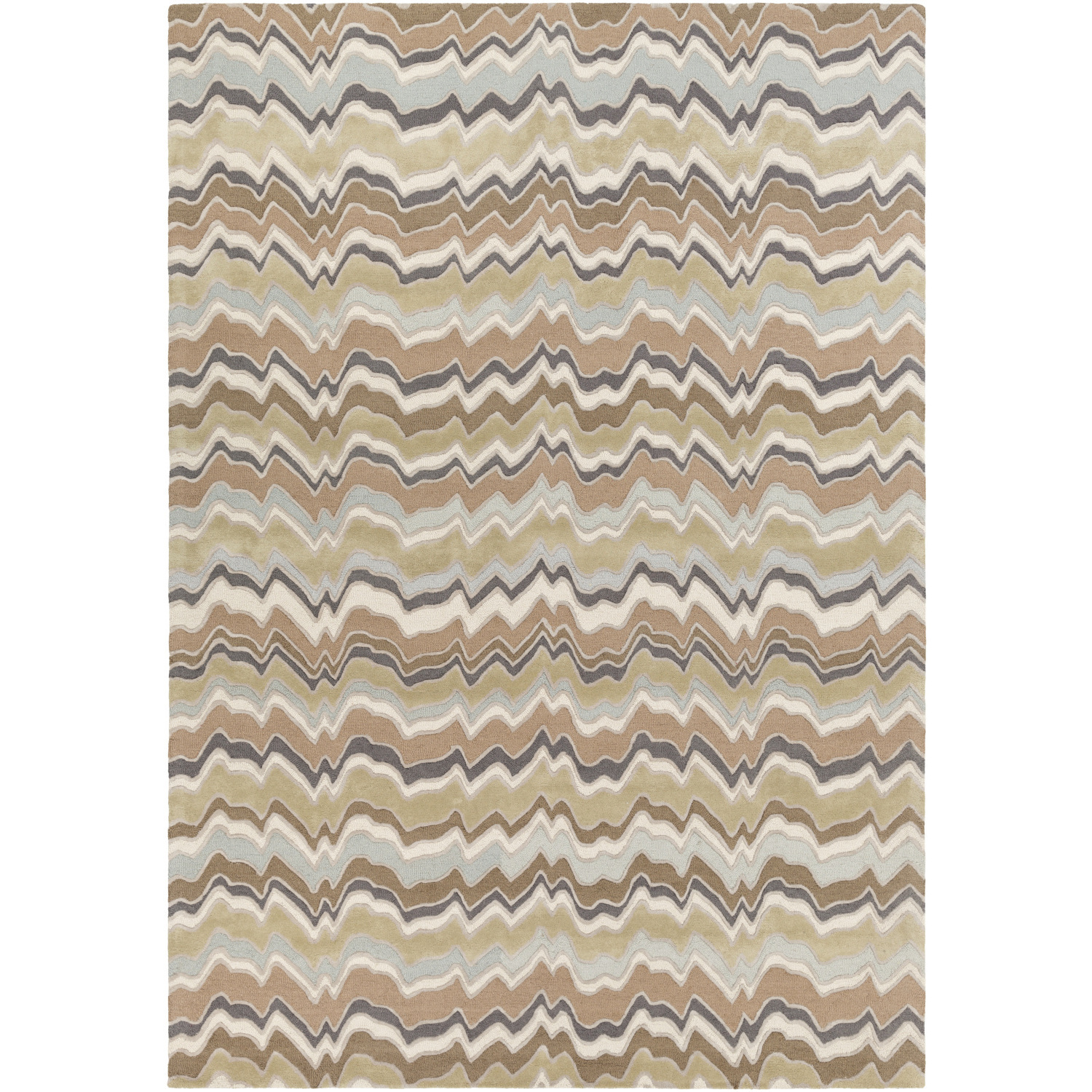 Modern Classics Light Sage/Tan/Charcoal/Dark Brown Handmade Rug