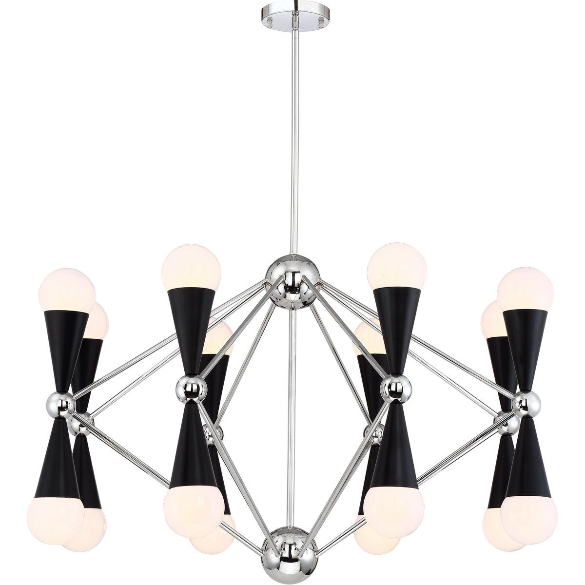 Crosby 16 Light 36 inch Polished Nickel and Matte Black Chandelier Ceiling Light