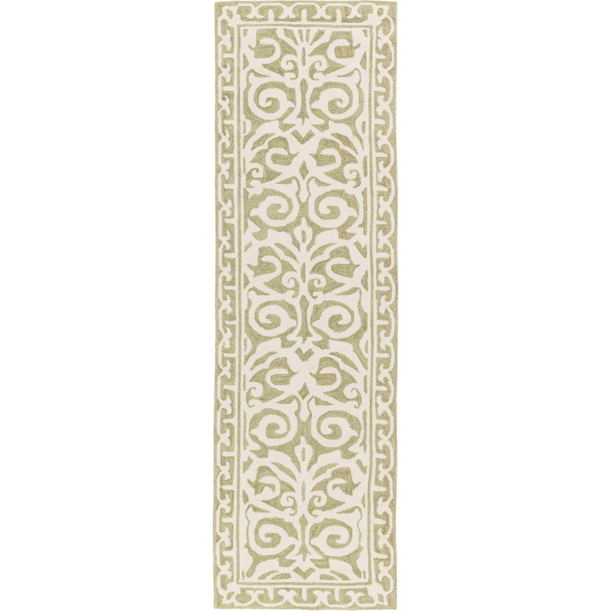 Samual 96 X 30 inch Green and Neutral Runner, Polyester