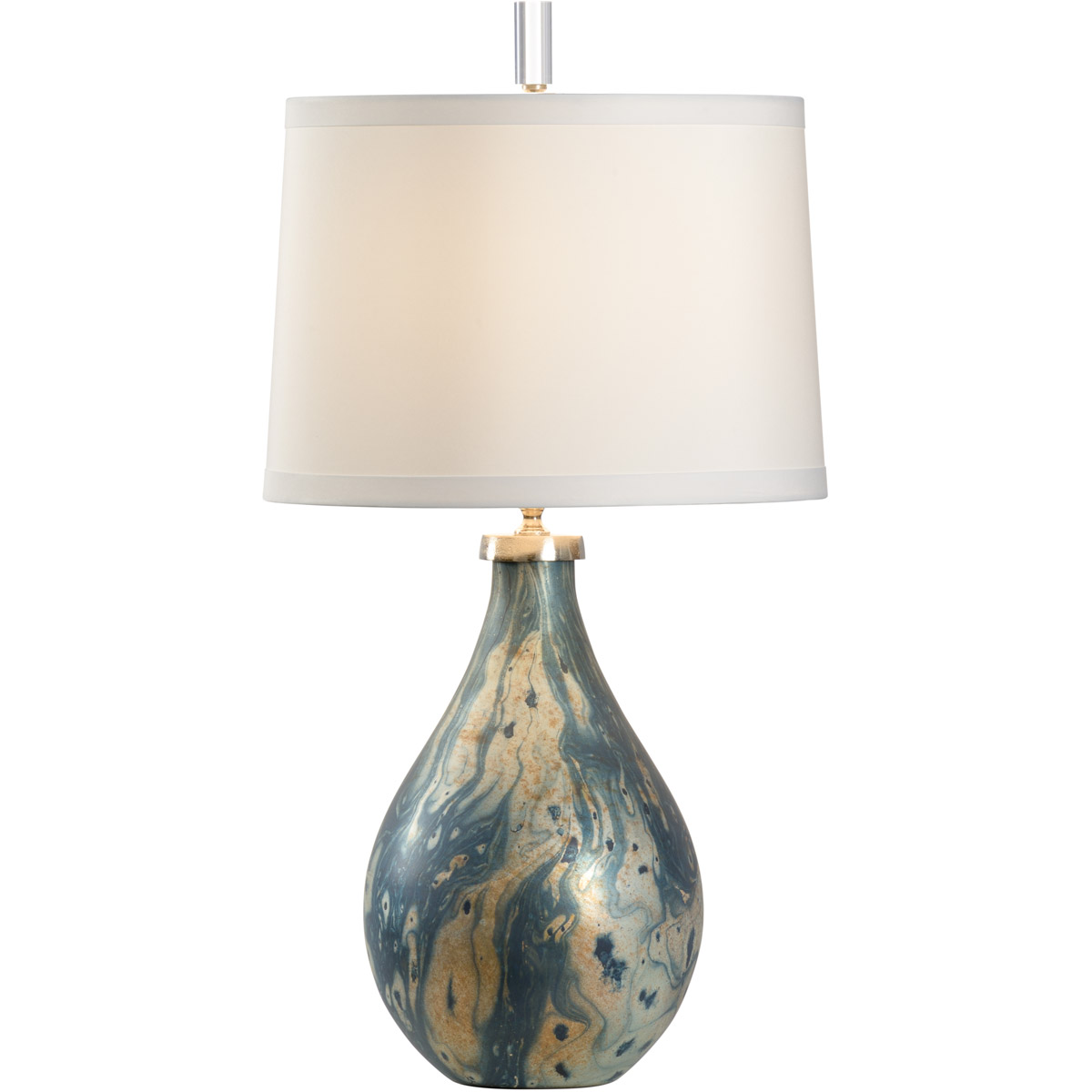 MarketPlace 27 inch 100 watt Silve/Teal/Nickel Table Lamp Portable Light