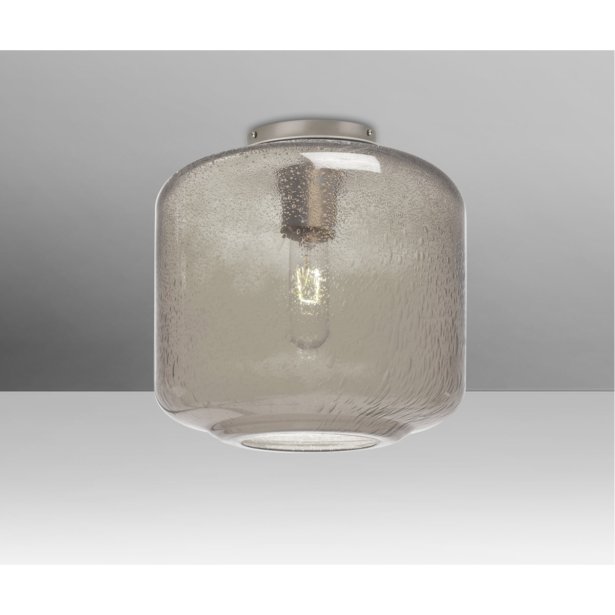 Niles 10 1 Light 9.5 inch Satin Nickel Semi-Flush Mount Ceiling Light in Smoke Bubble Glass
